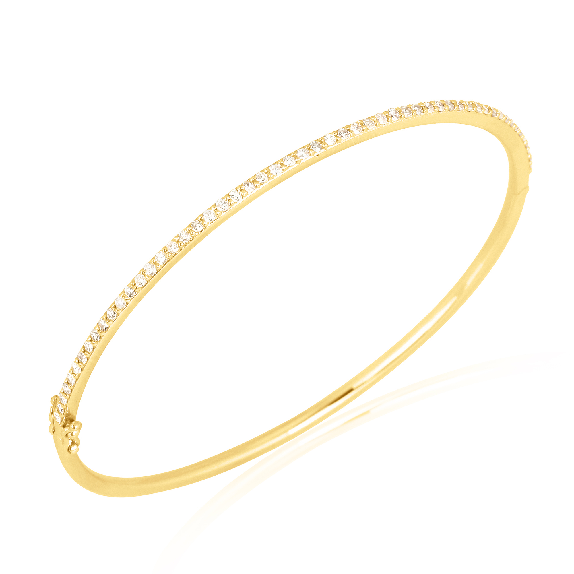 Single line Diamond Yellow Gold Openable Bangle