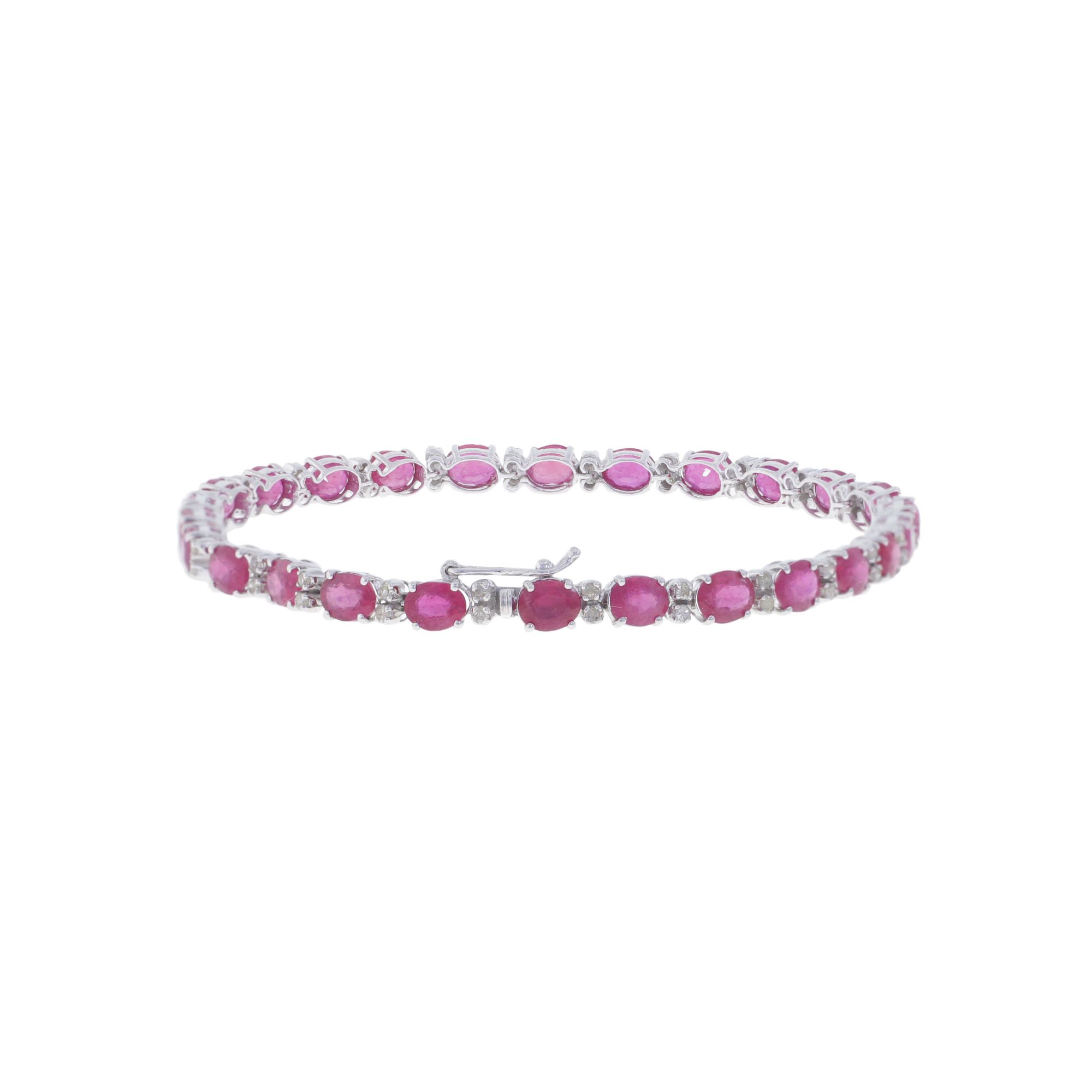 White Gold 5 X 4 mm Oval Ruby Tennis Bracelet