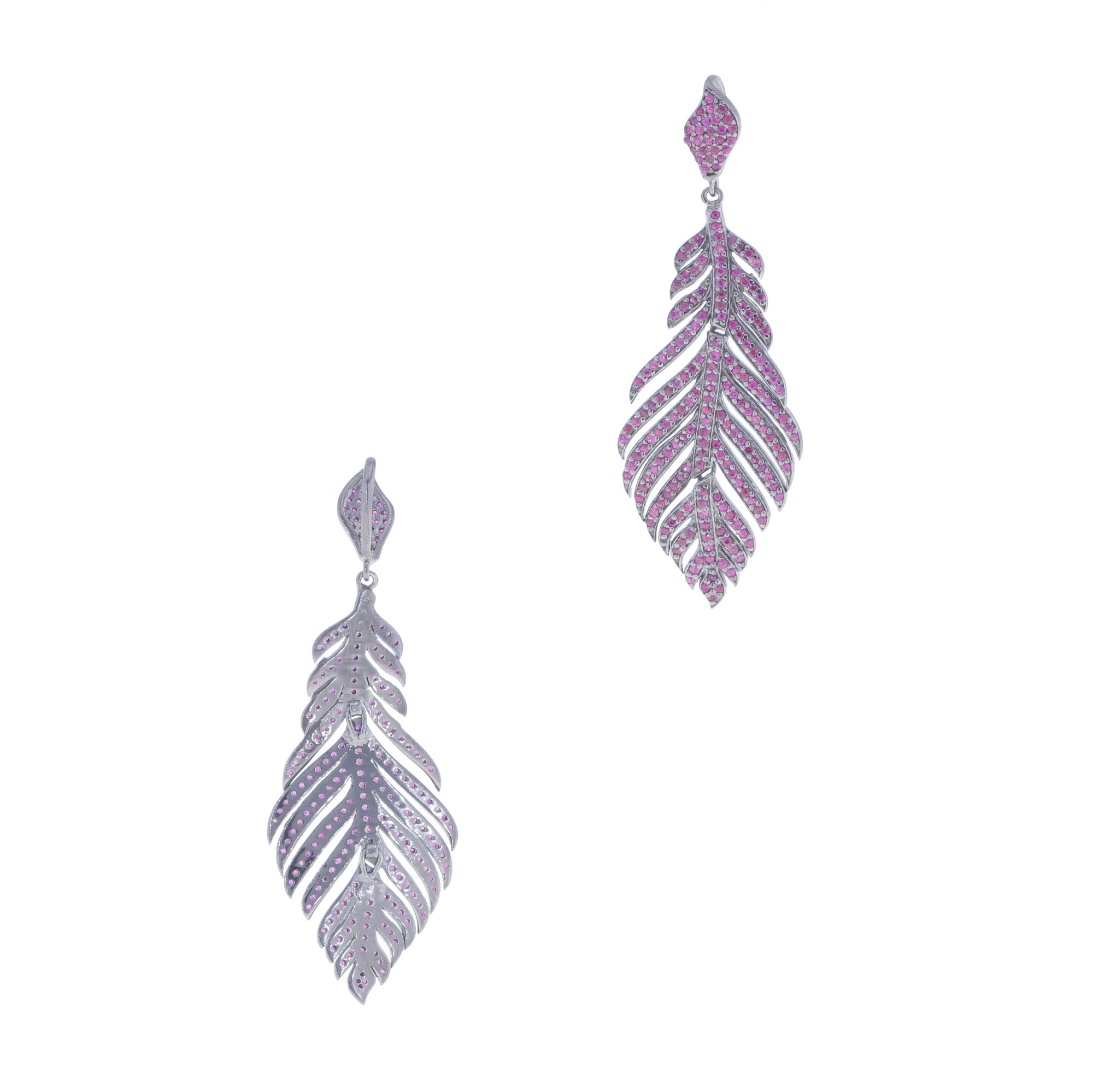 Sterling Silver Ruby Leaf Pendant