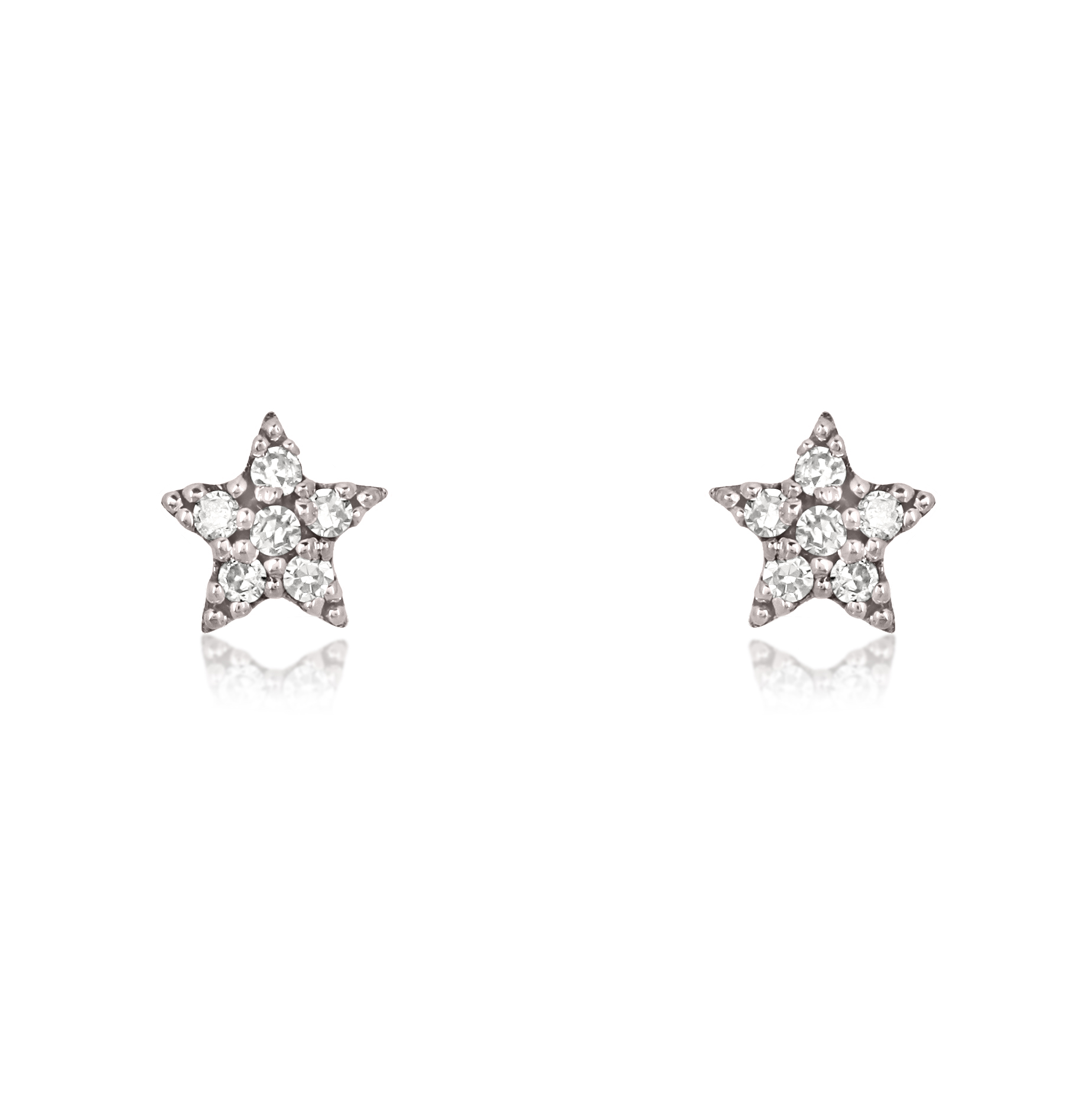 Sterling Silver Bursting Star Diamond Studs