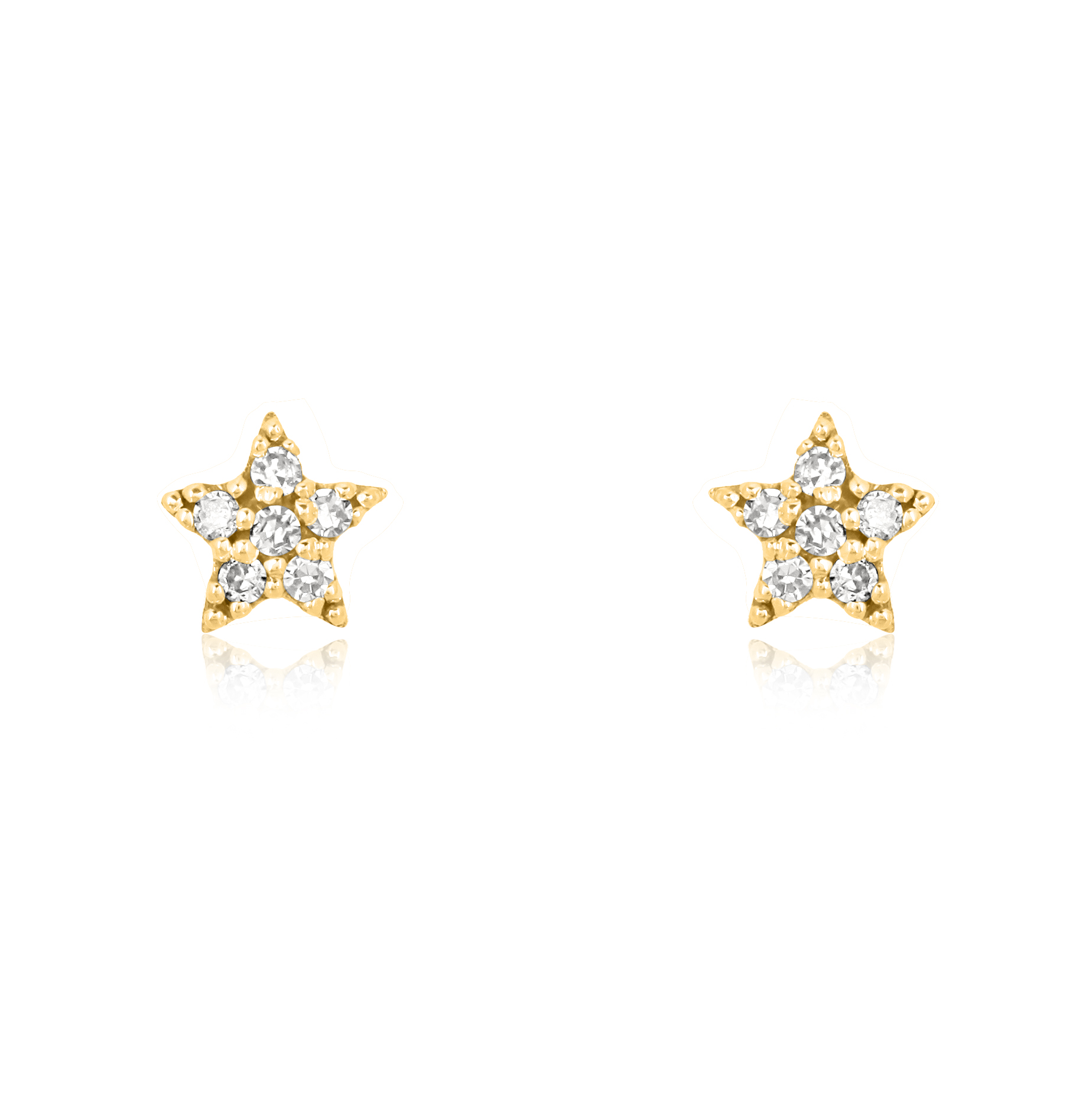 Yellow Gold Star Diamond Studs