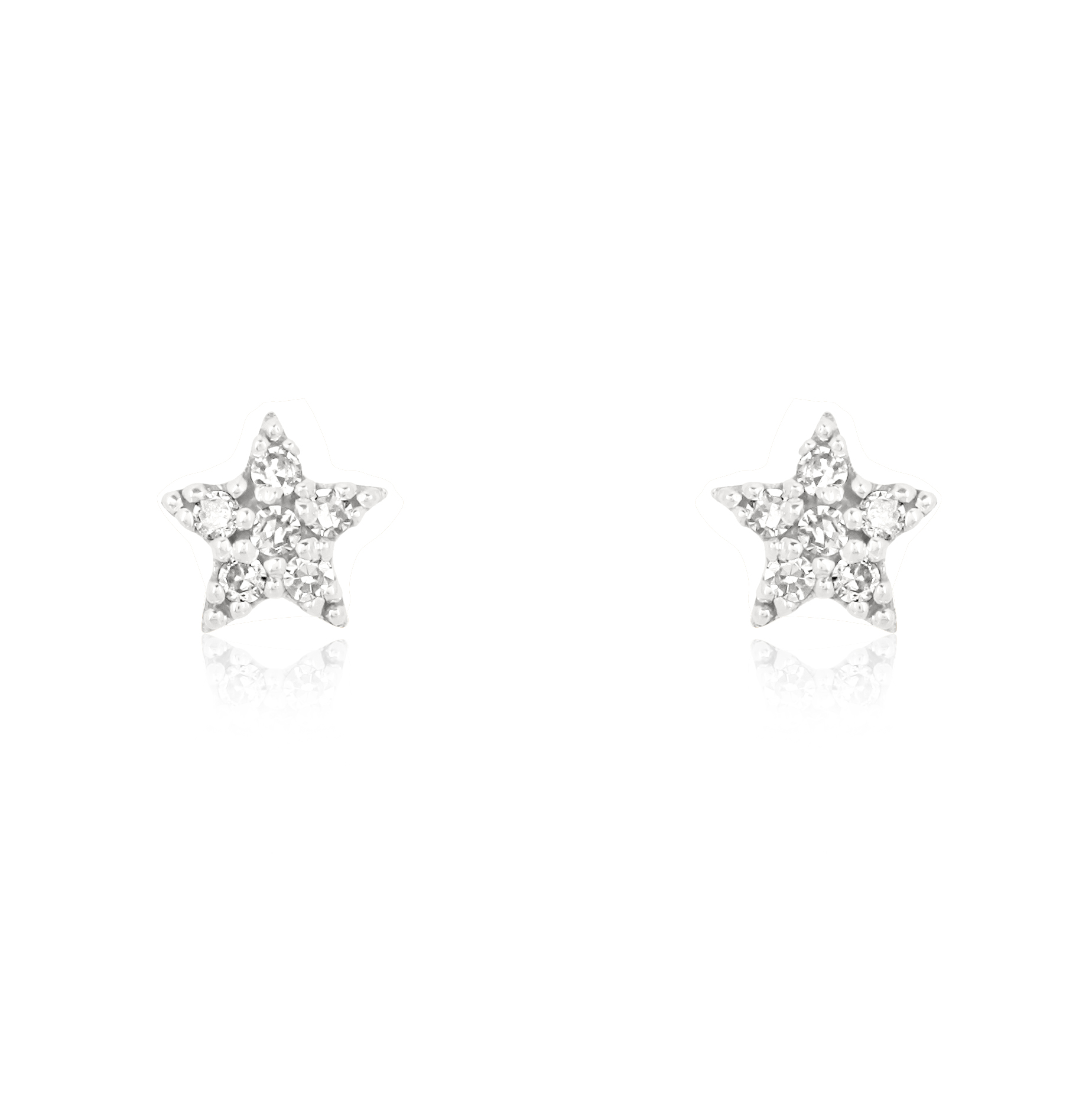 Sterling Silver Bursting Star Diamond Studs