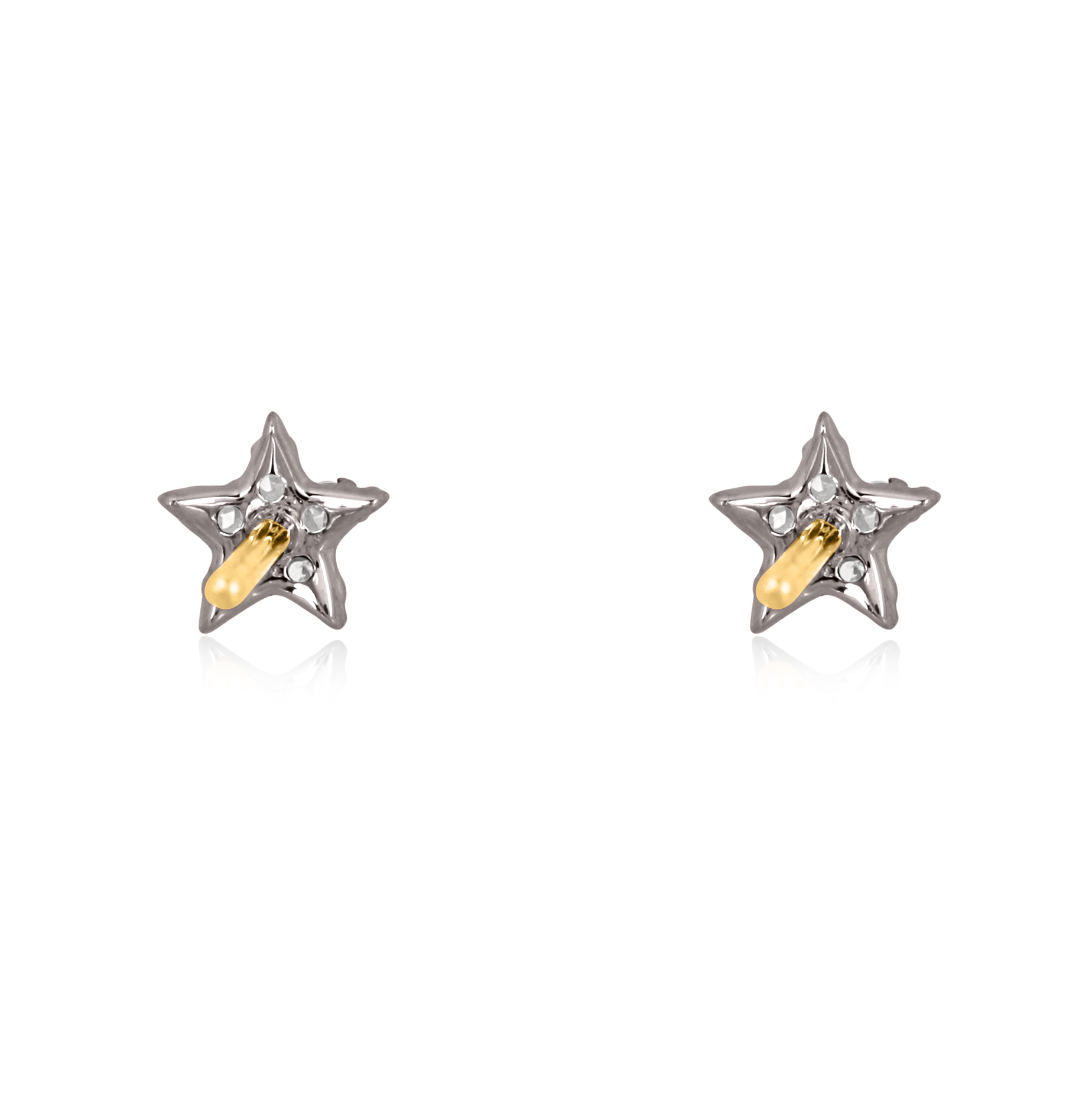 Sterling Silver Bursting Star Diamond Studs
