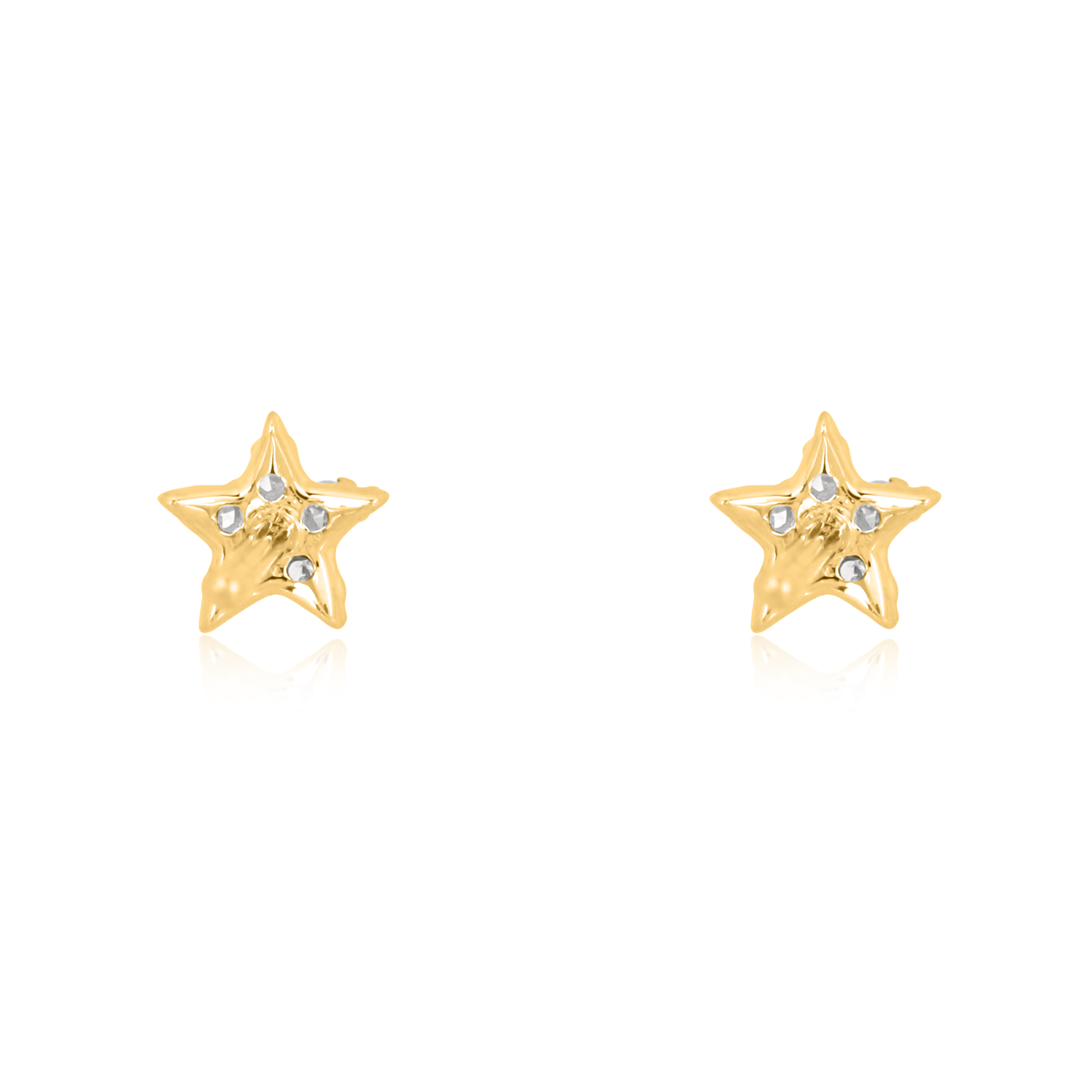 Yellow Gold Star Diamond Studs