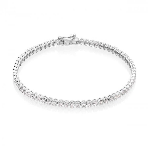 White Gold 089 Cts Tiger Prong Diamond Tennis Bracelet