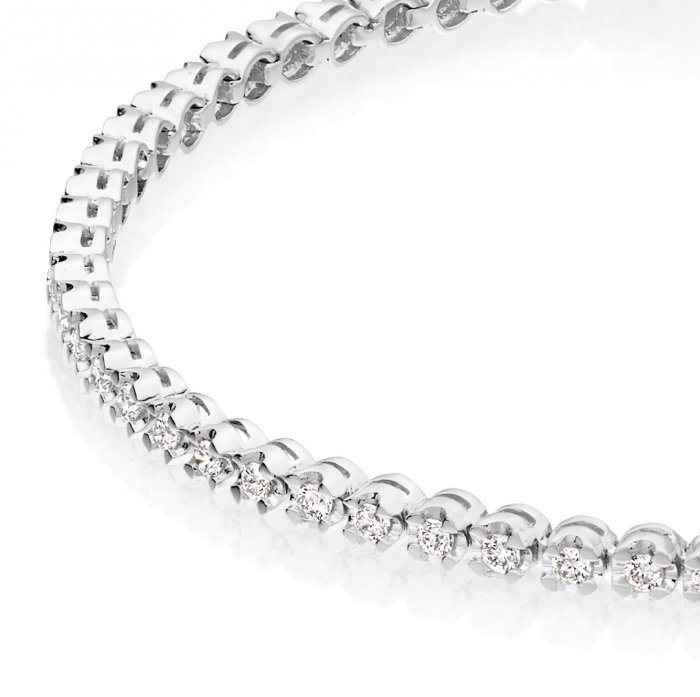 White Gold 089 Cts Tiger Prong Diamond Tennis Bracelet