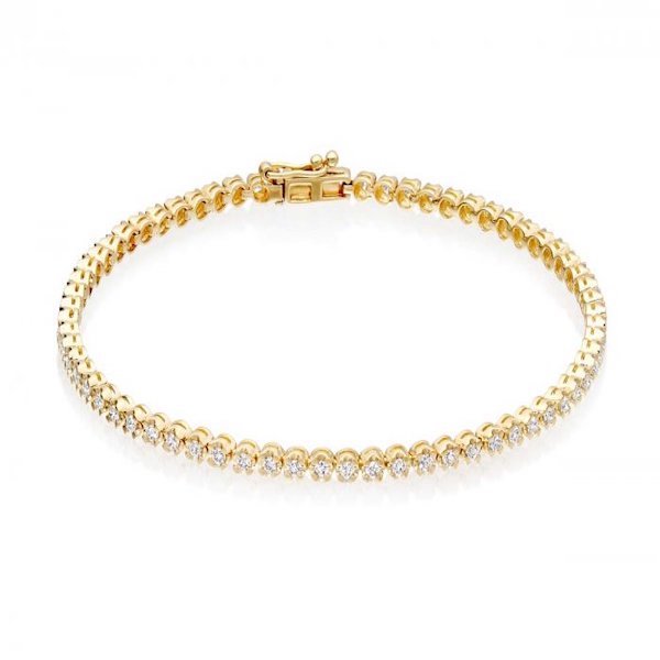 Yellow Gold 089 Cts Tiger Prong Diamond Tennis Bracelet