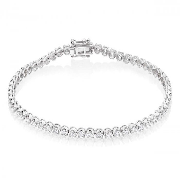 White Gold 200 Cts Tiger Prong Diamond Tennis Bracelet