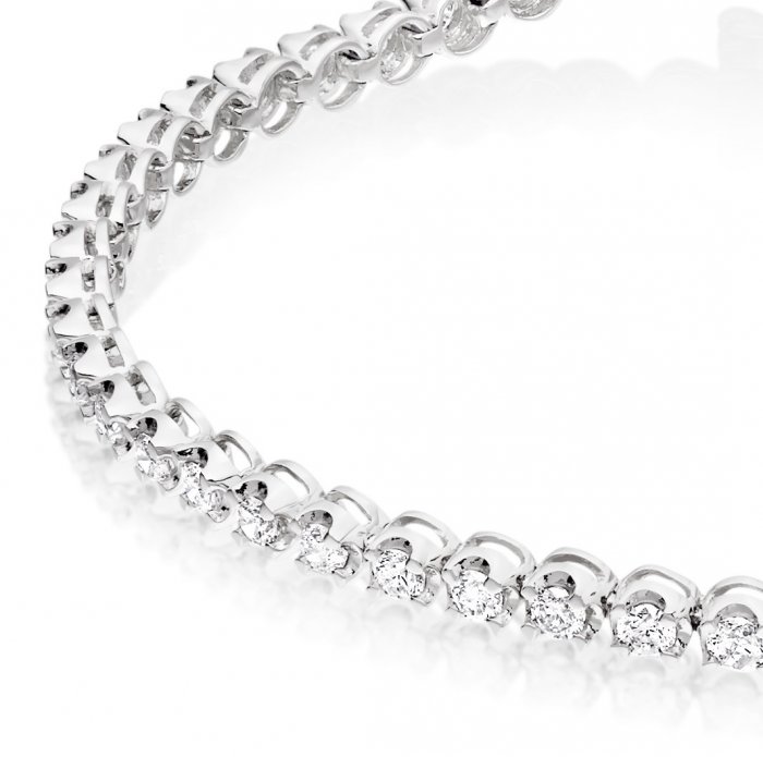 White Gold 200 Cts Tiger Prong Diamond Tennis Bracelet