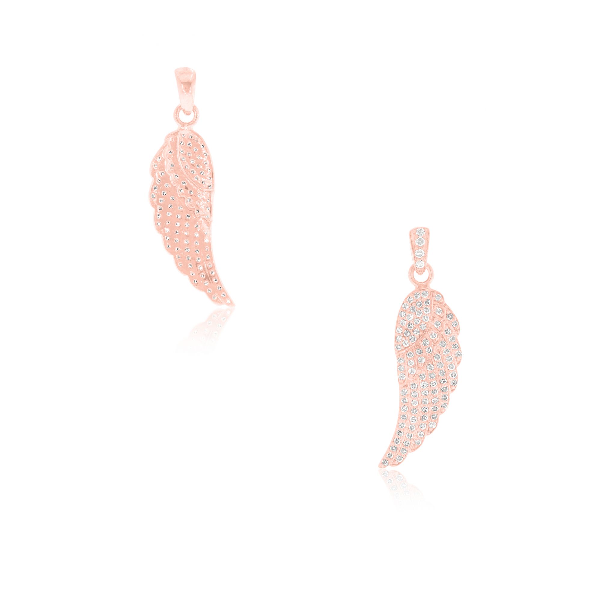 Sterling Silver Feather Diamond Pendant