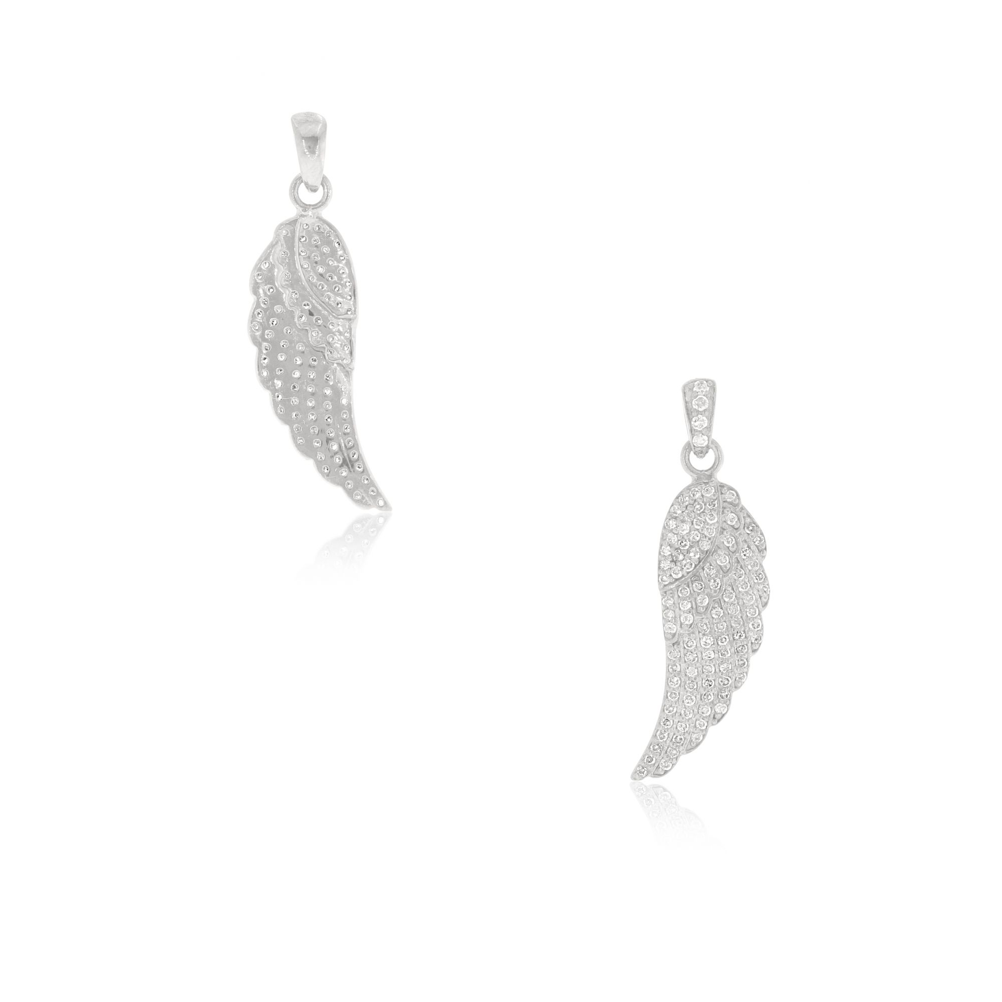 Sterling Silver Feather Diamond Pendant