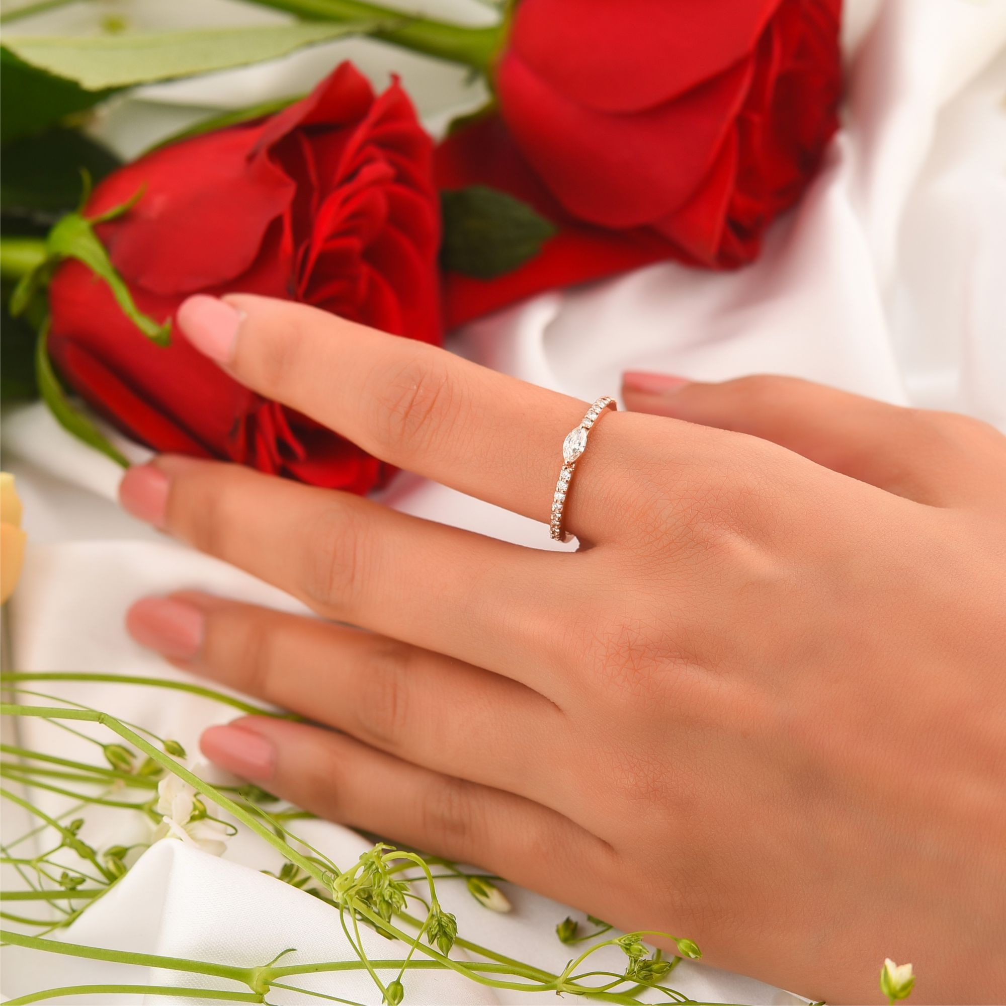 Rose Gold Marquise Diamond Ring