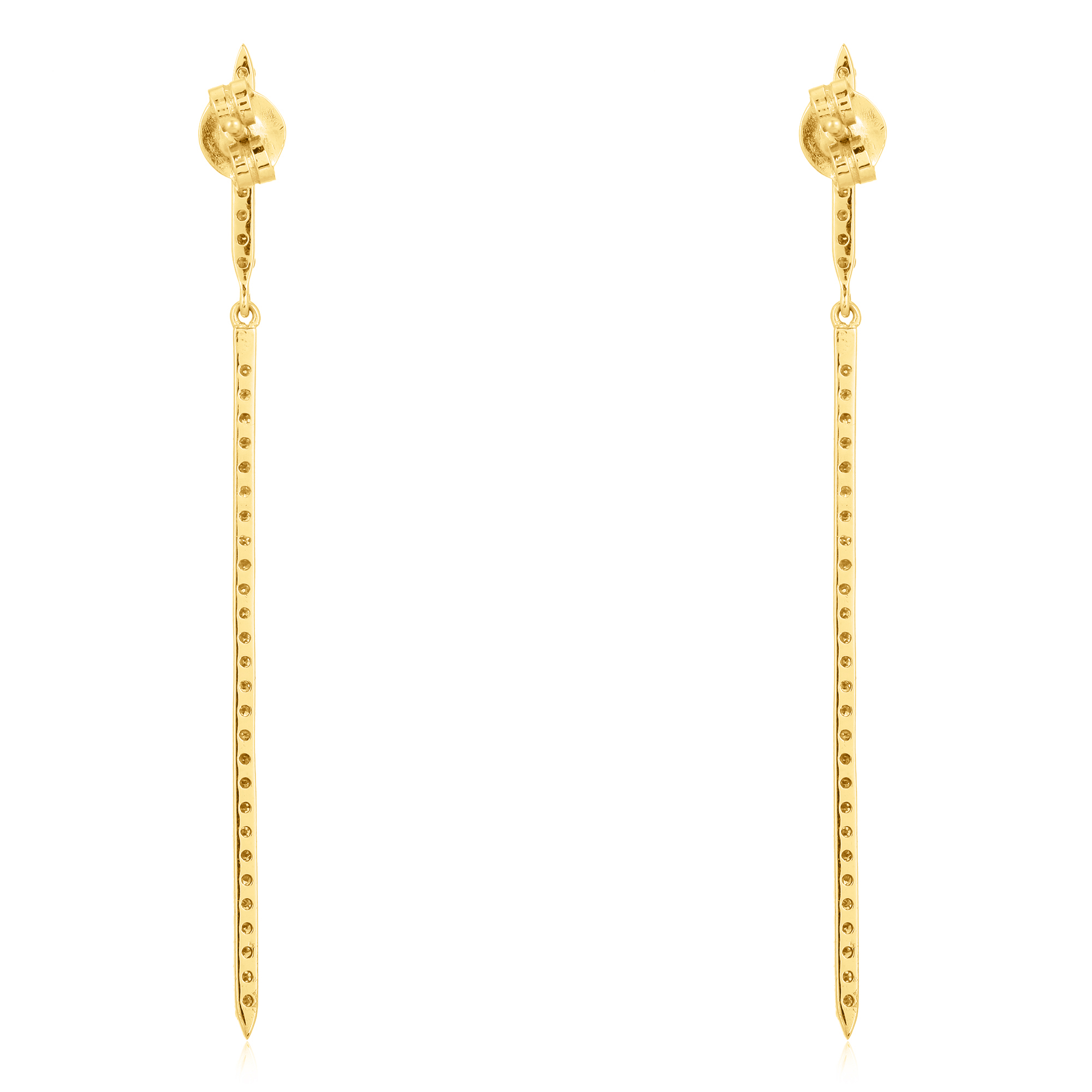 Sterling Silver Single Line Diamond Bar Earrings