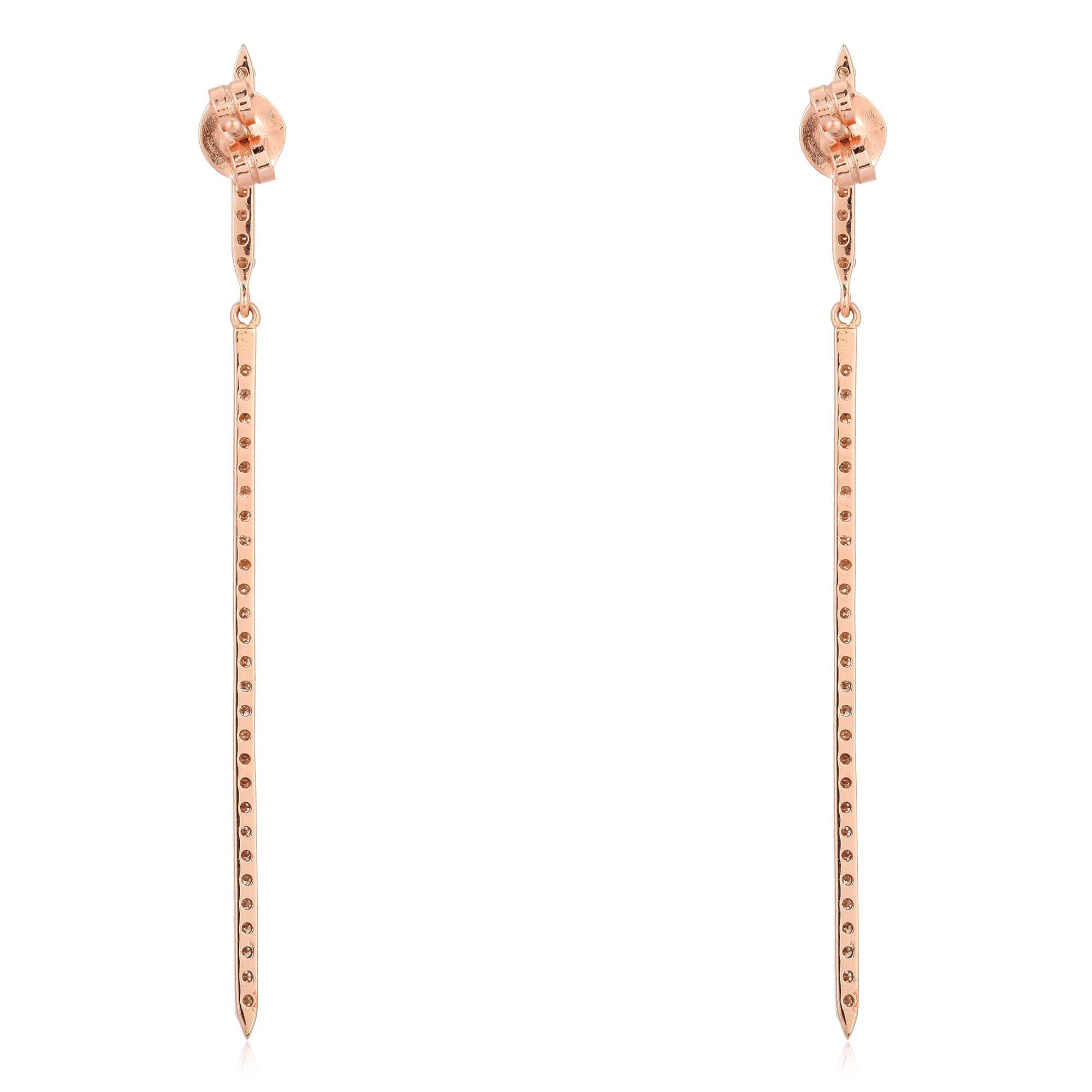 Rose Gold Single Line Diamond Bar Earrings