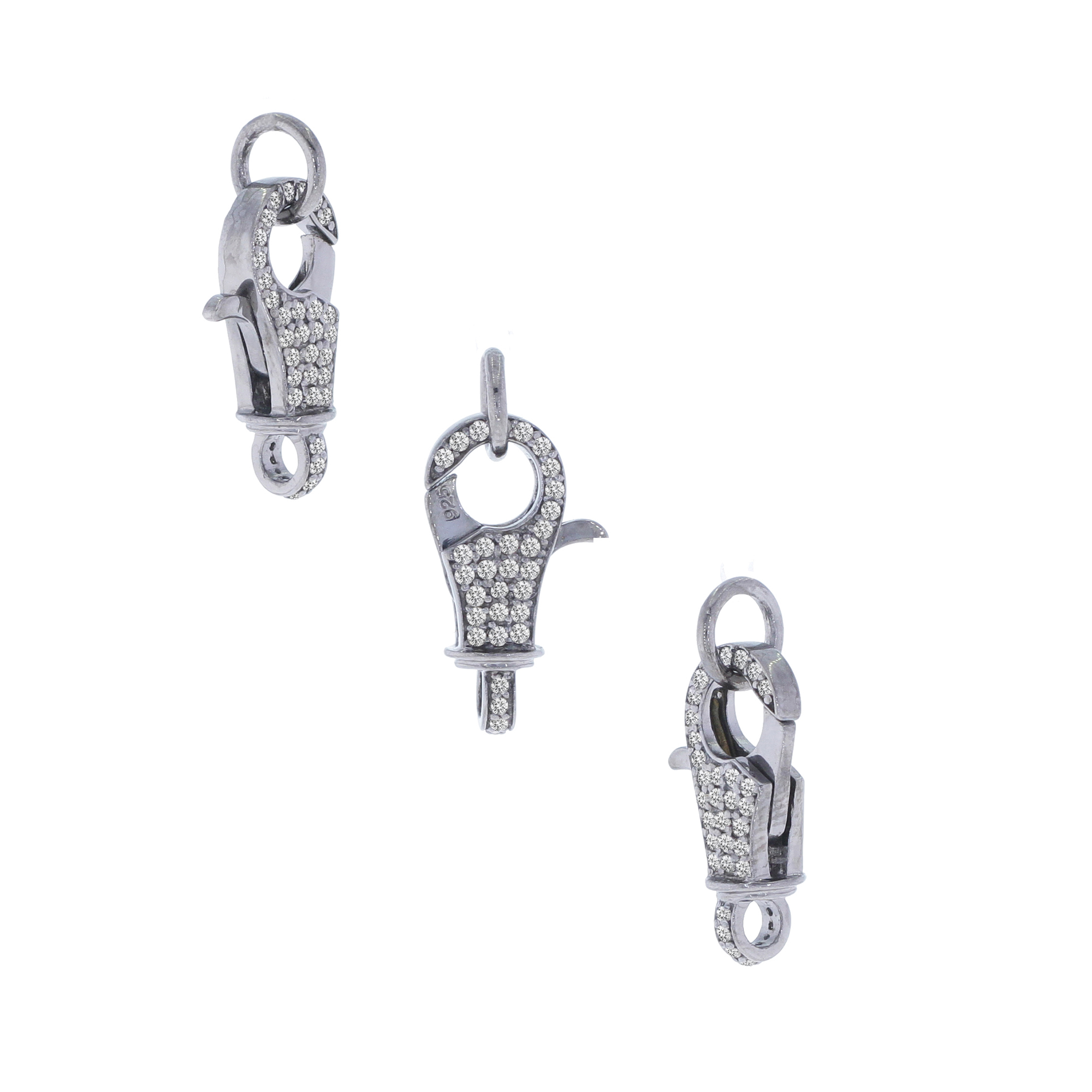 Sterling Silver Pave Diamond Spring Lock