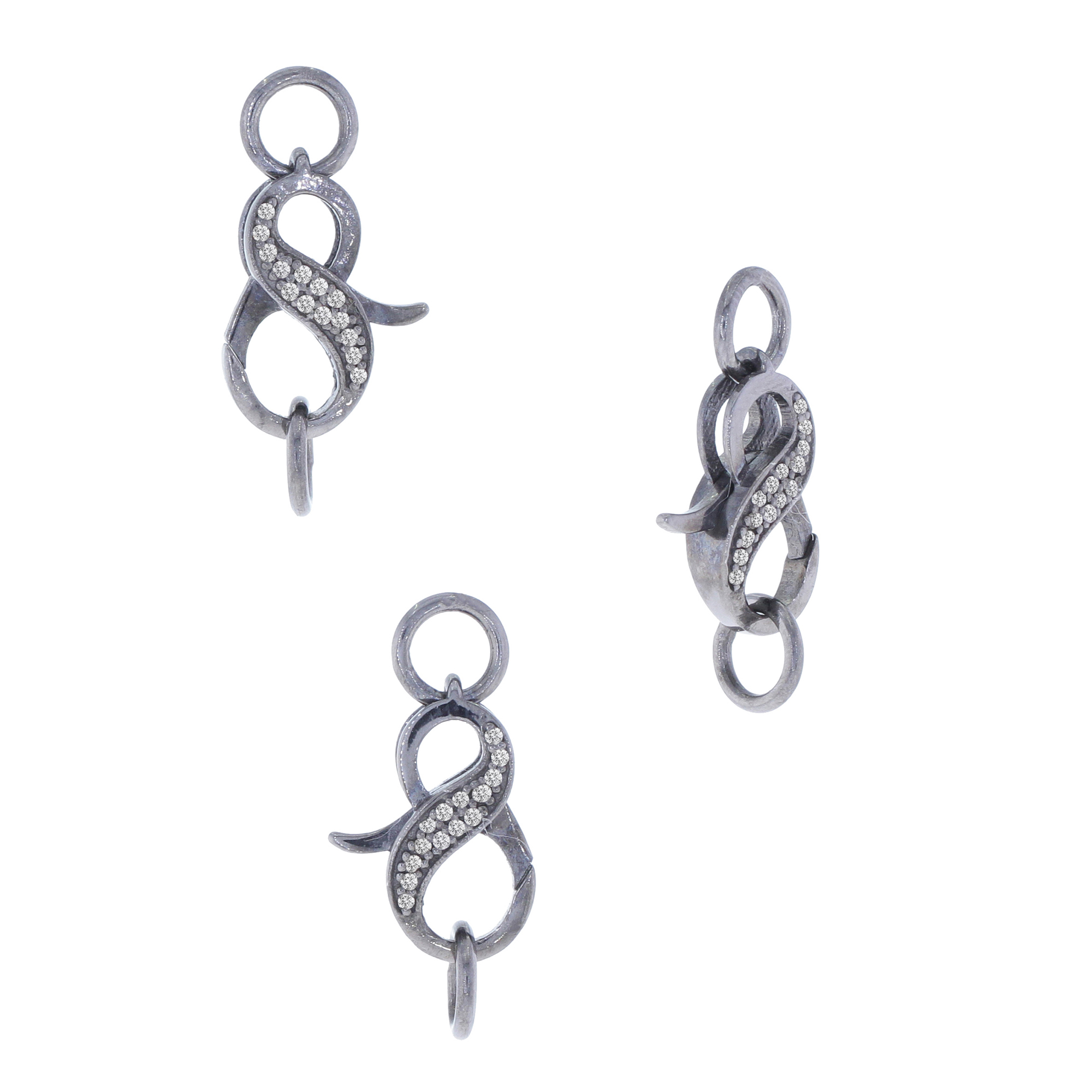 Sterling Silver Pave Diamond Spring Lock