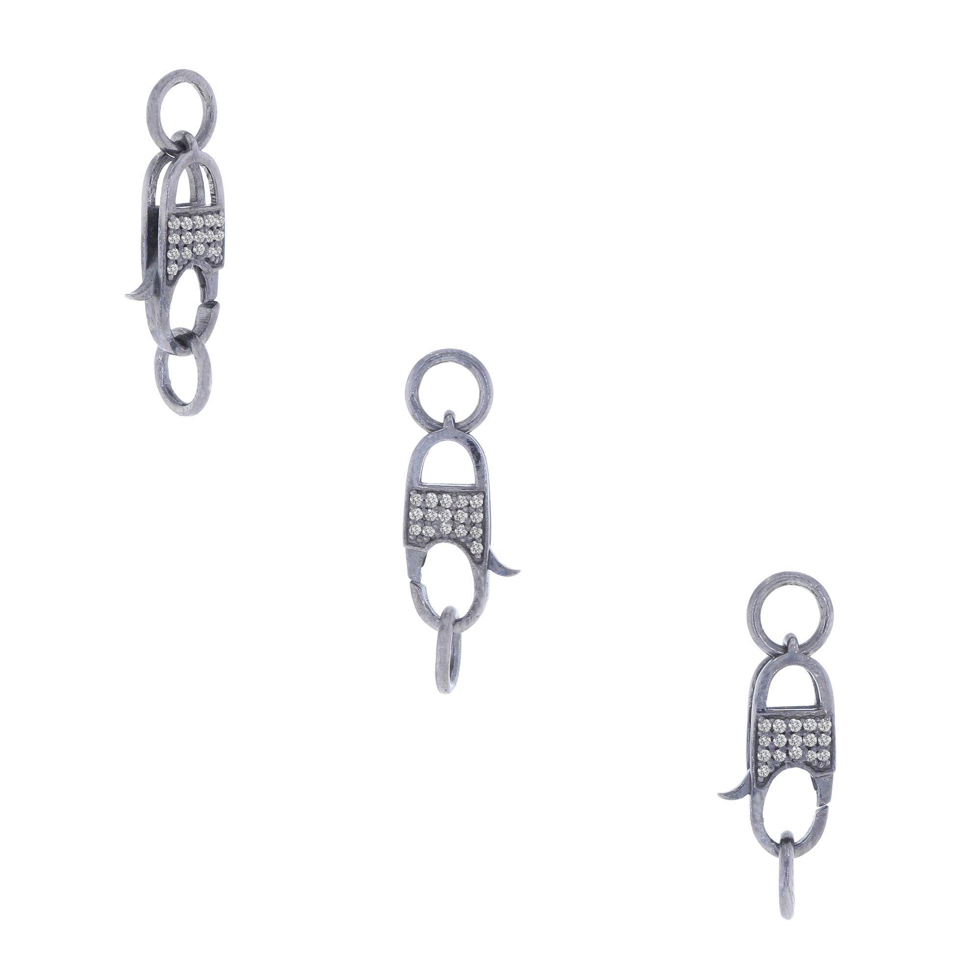 Sterling Silver Pave Diamond Spring Lock