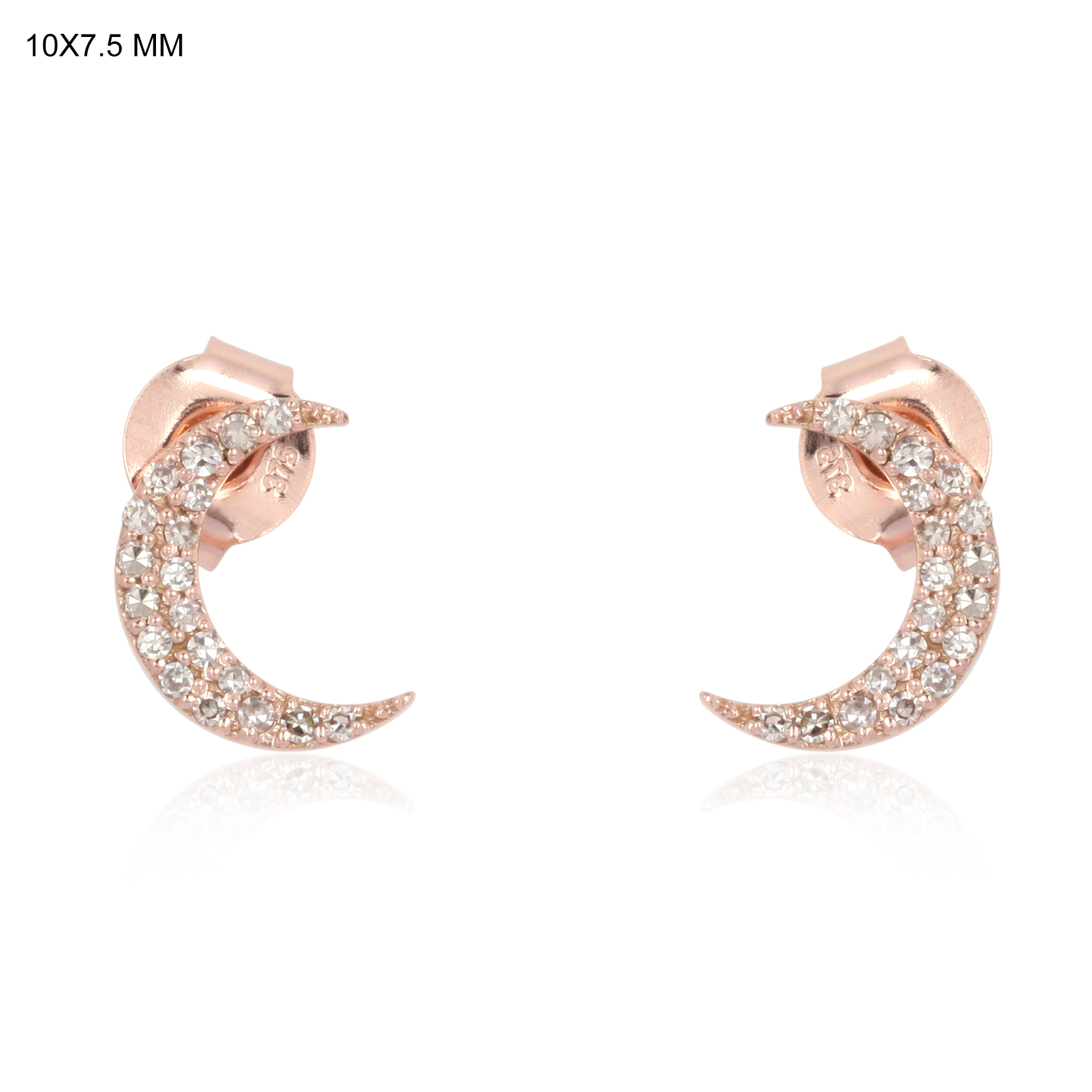 Sterling Silver Diamond Half Moon Studs