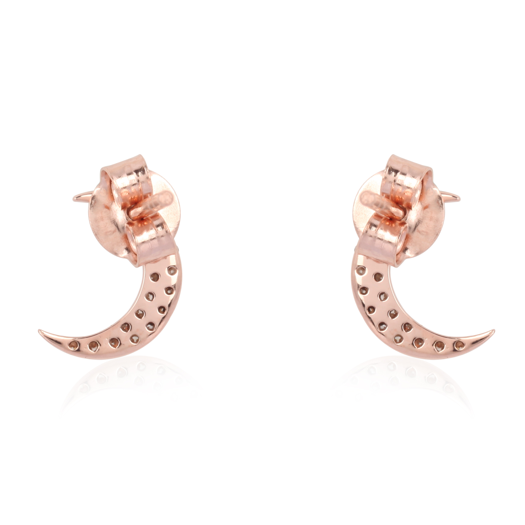 Rose Gold Diamond Half Moon Studs