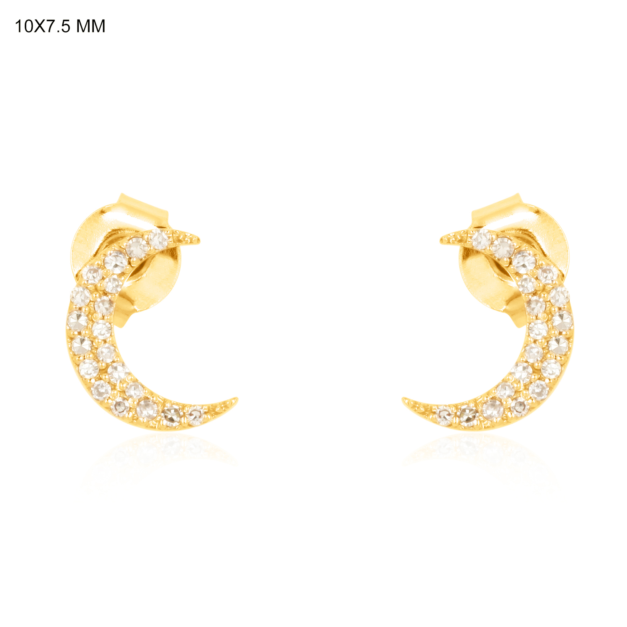 Yellow Gold Diamond Half Moon Studs