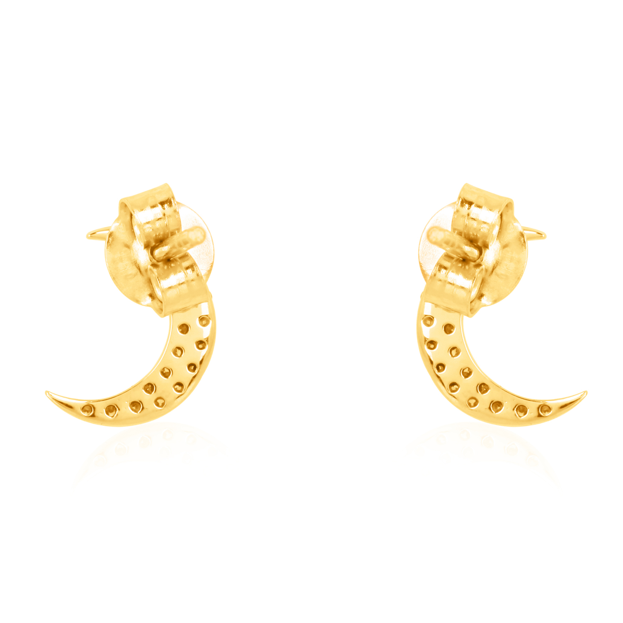 Yellow Gold Diamond Half Moon Studs