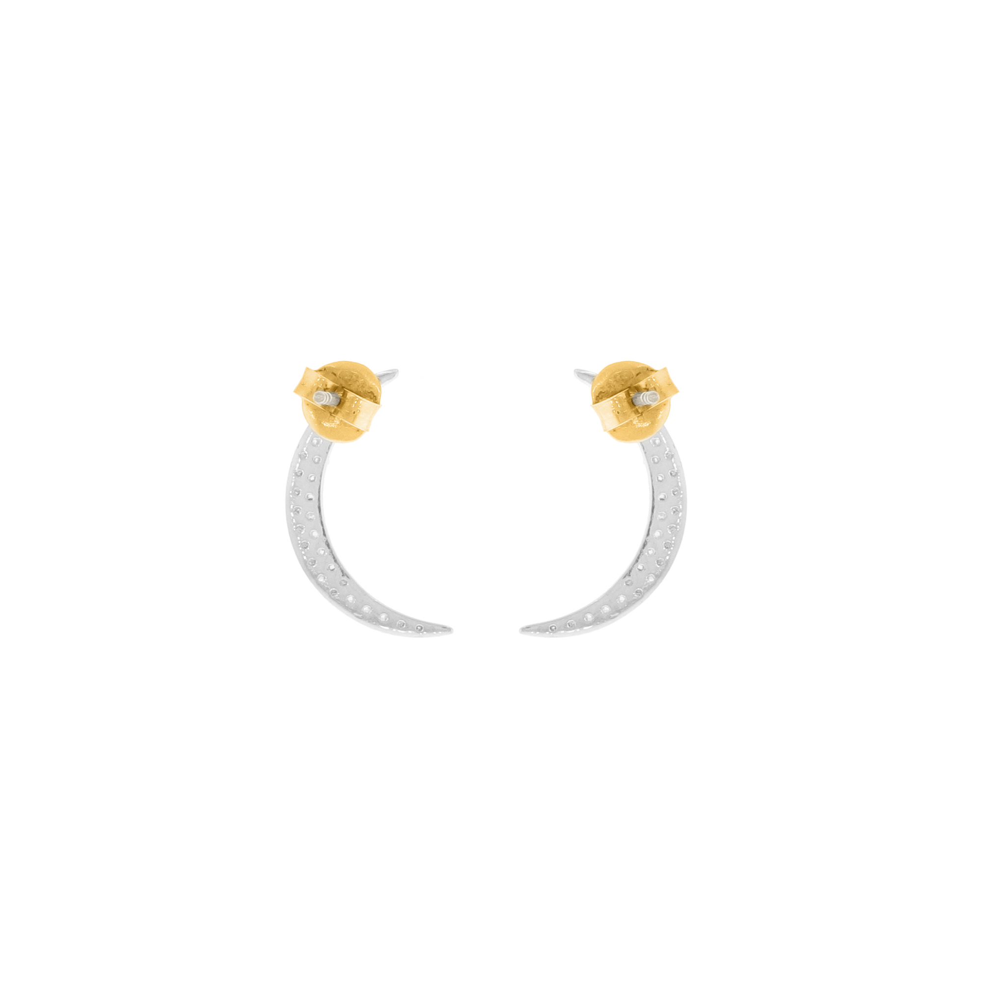 White Gold Diamond Half Moon Studs