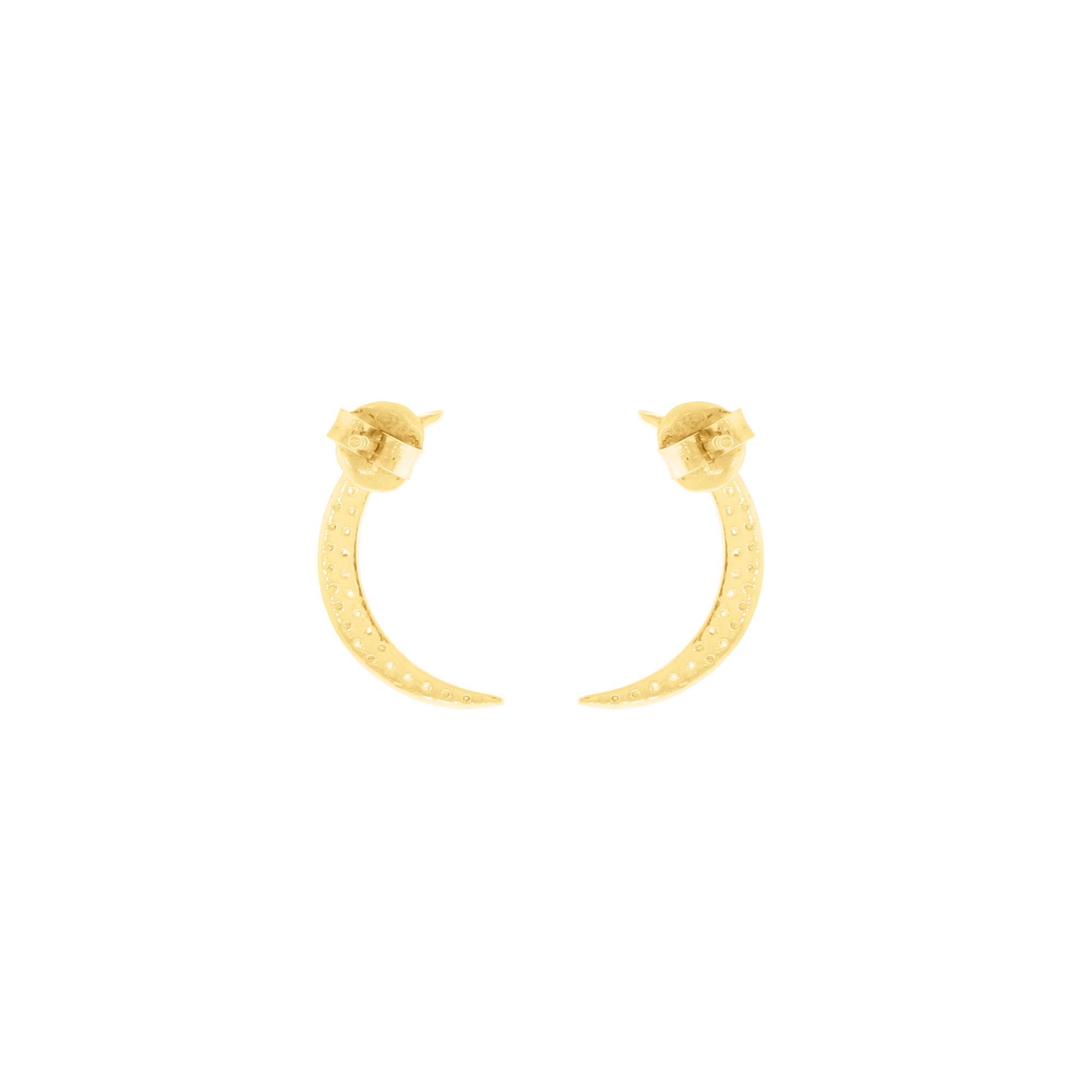 Yellow Gold Diamond Half Moon Studs