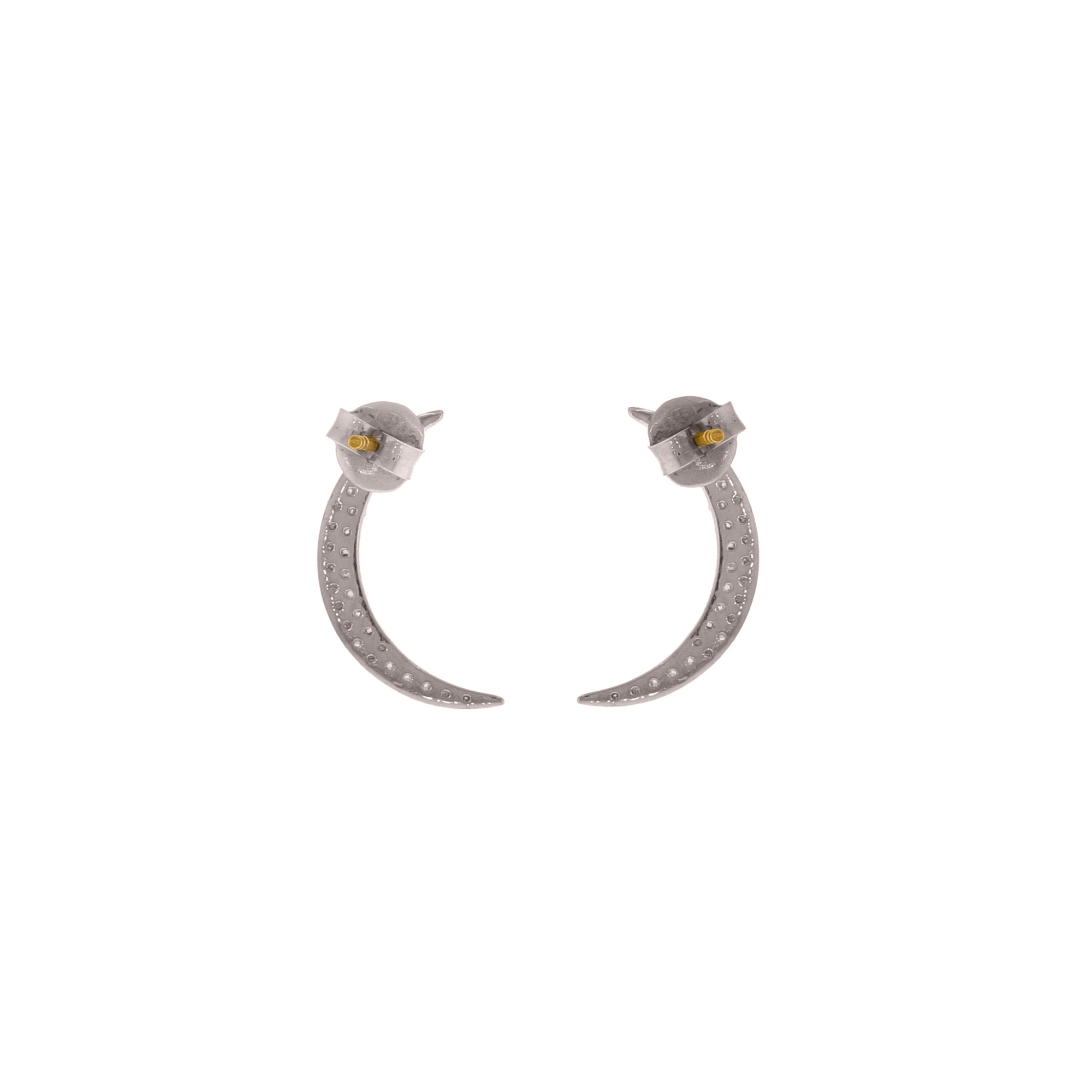 Sterling Silver Diamond Half Moon Studs