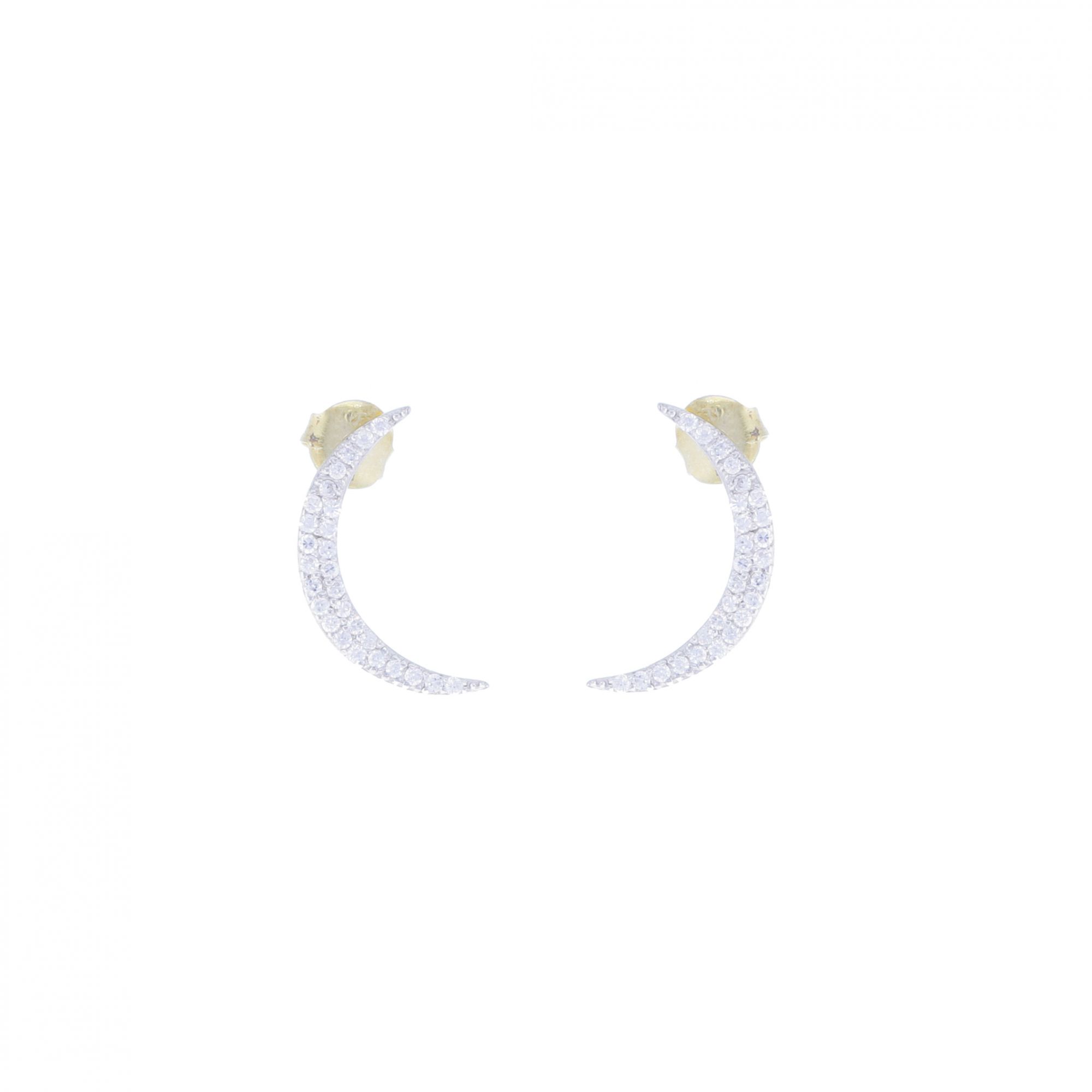 Sterling Silver Diamond Half Moon Studs
