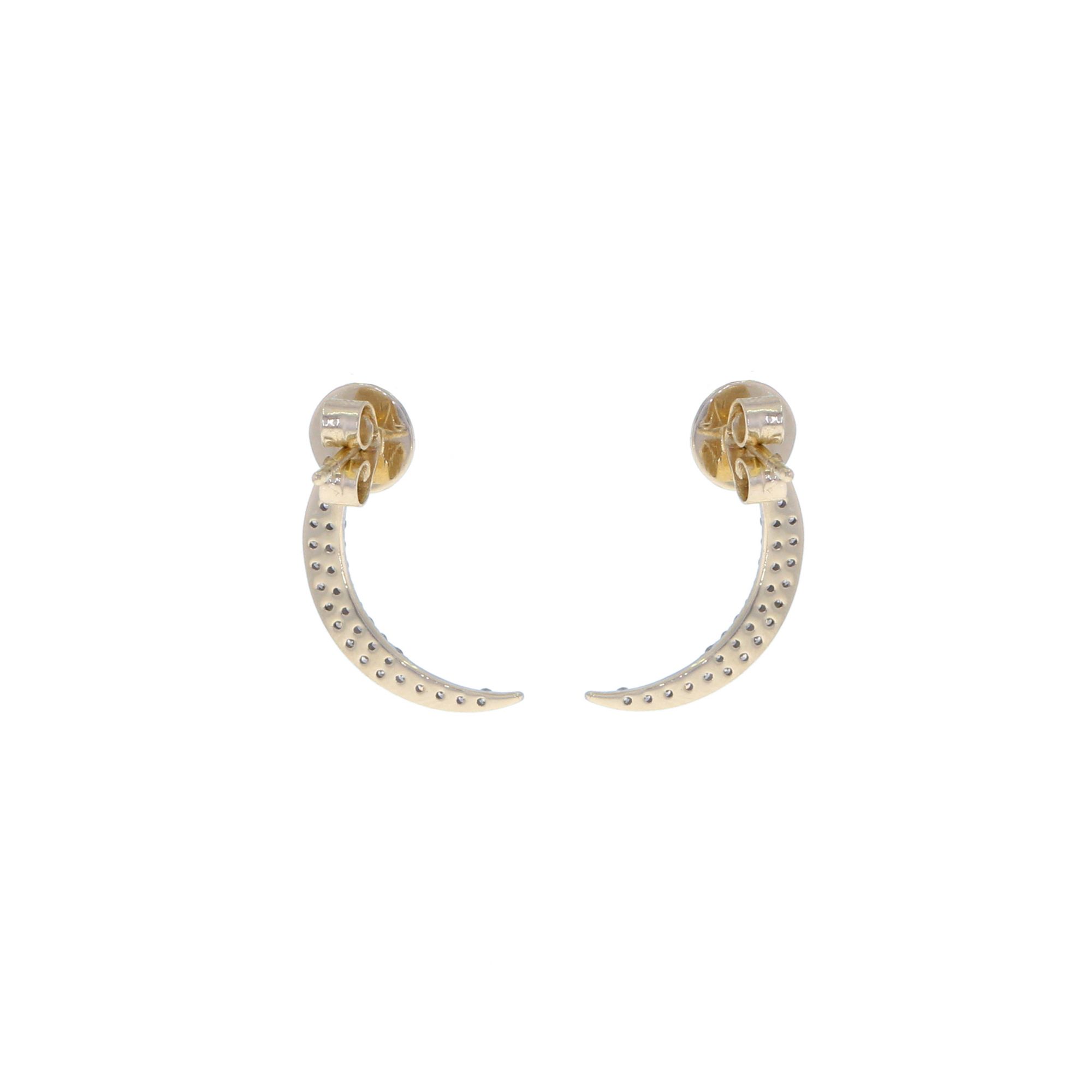 Sterling Silver Diamond Half Moon Studs