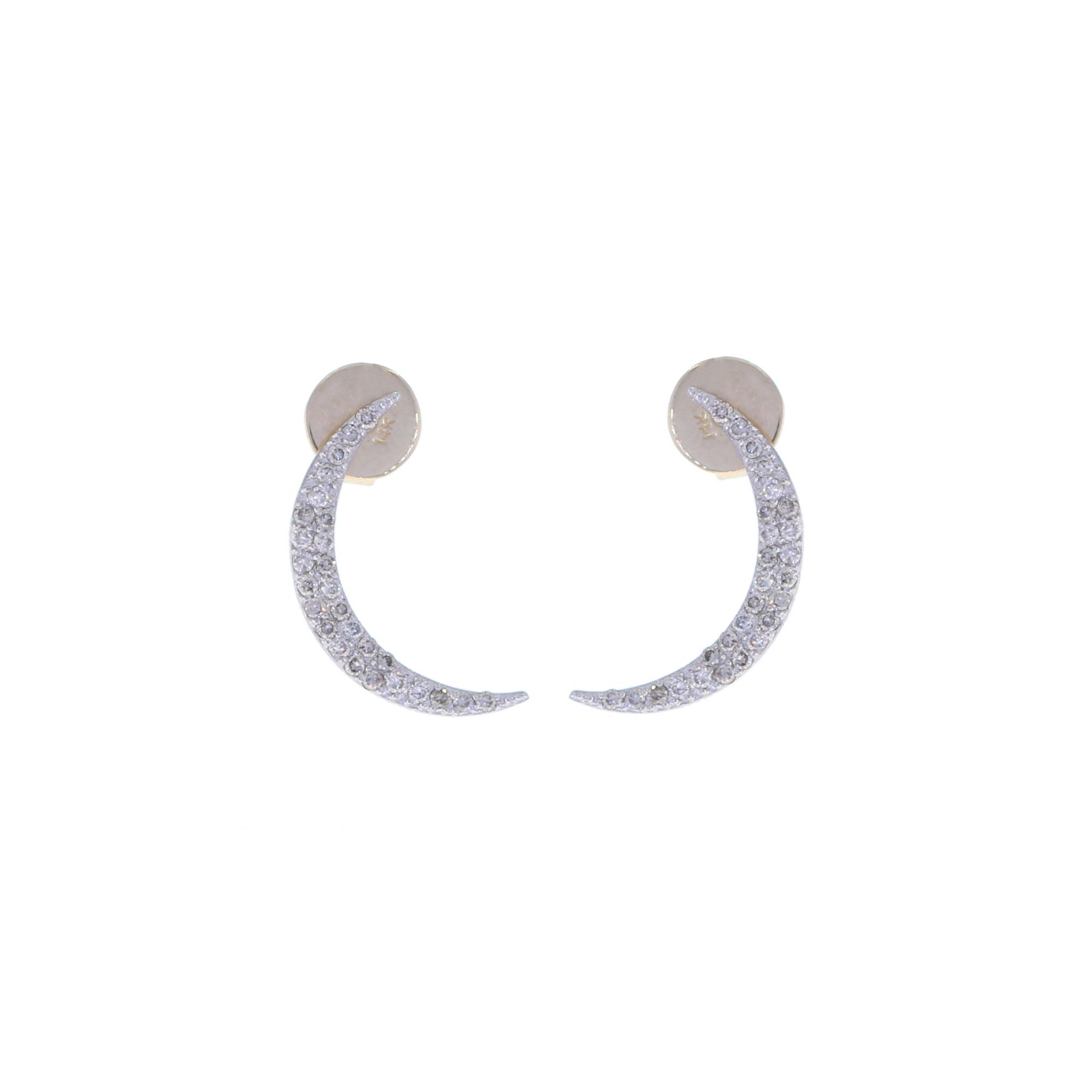 Rose Gold Diamond Half Moon Studs