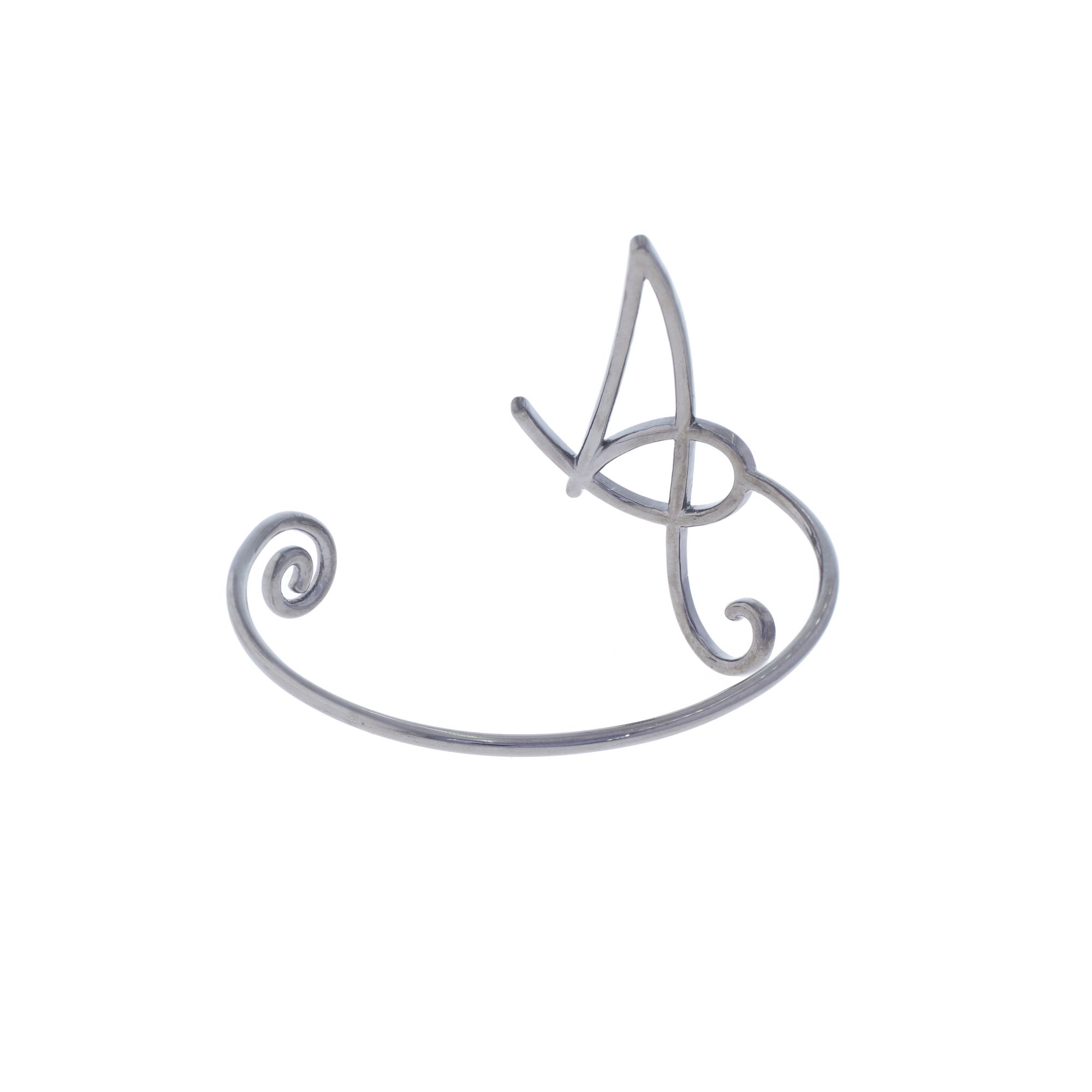 Sterling Silver Diamond Initial A Bangle