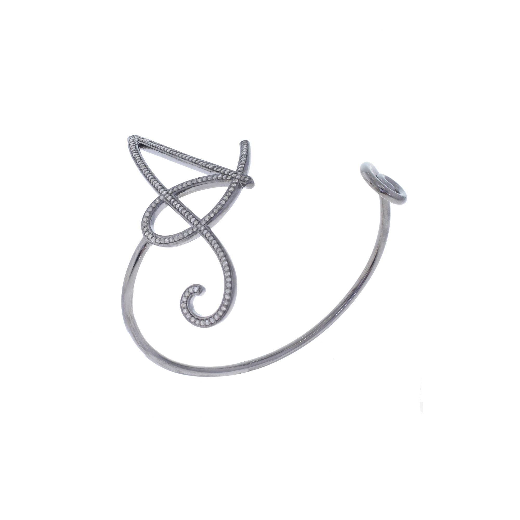 Sterling Silver Diamond Initial A Bangle