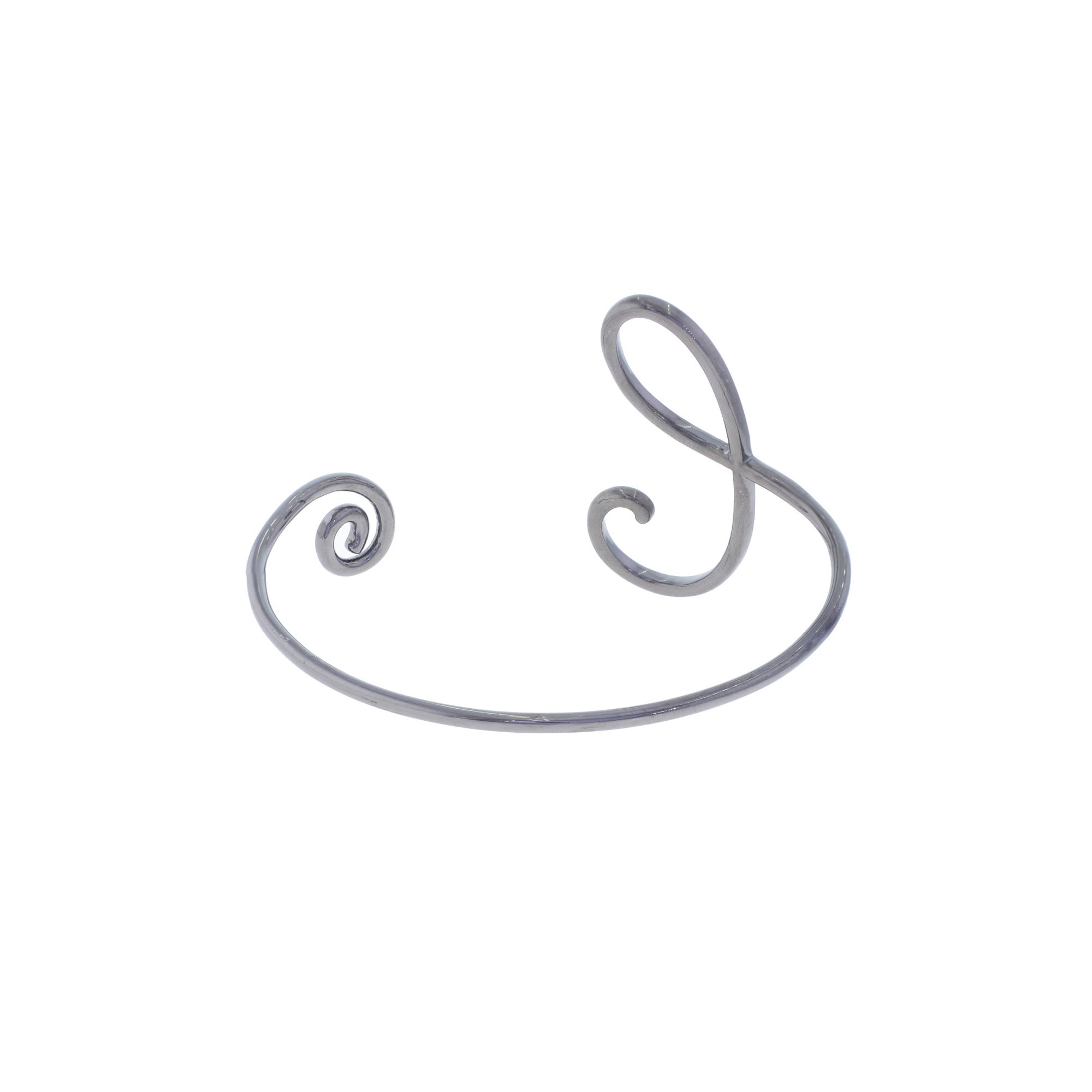 Sterling Silver Diamond Initial  C  Bangle