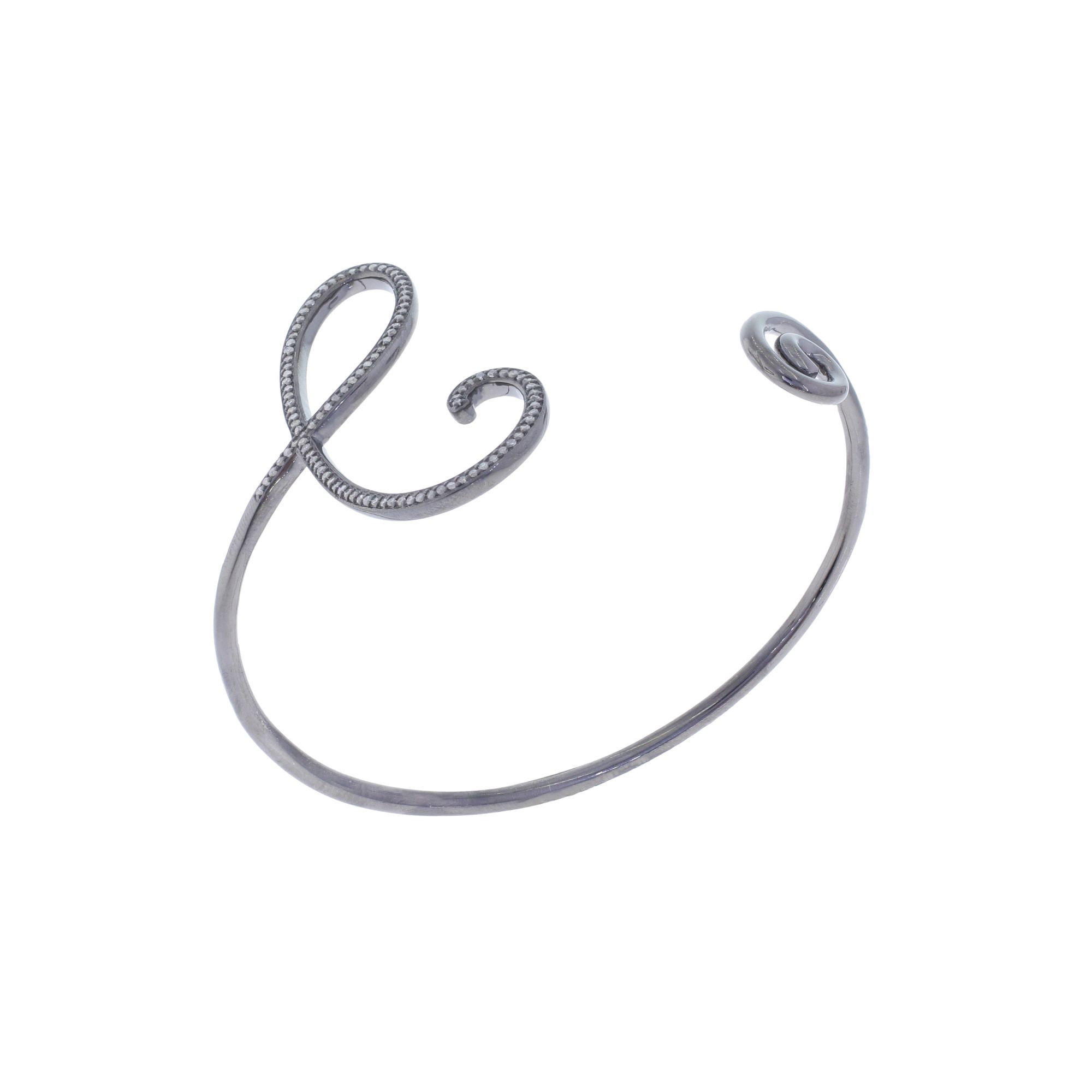 Sterling Silver Diamond Initial C Bangle