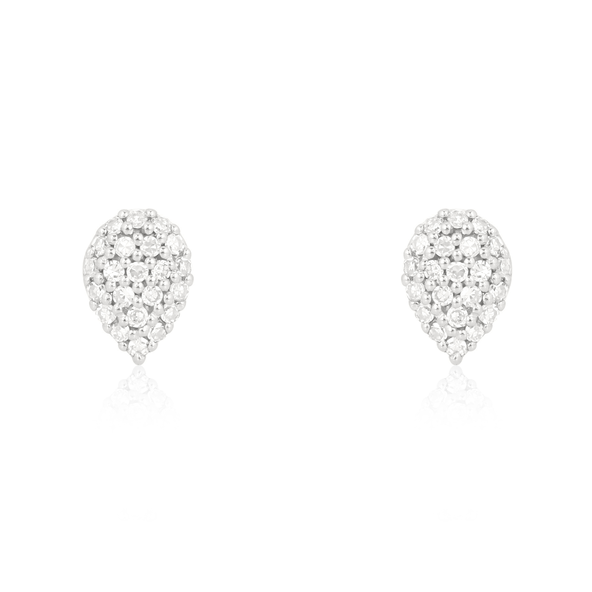 White Gold Pave Diamond Pear Stud