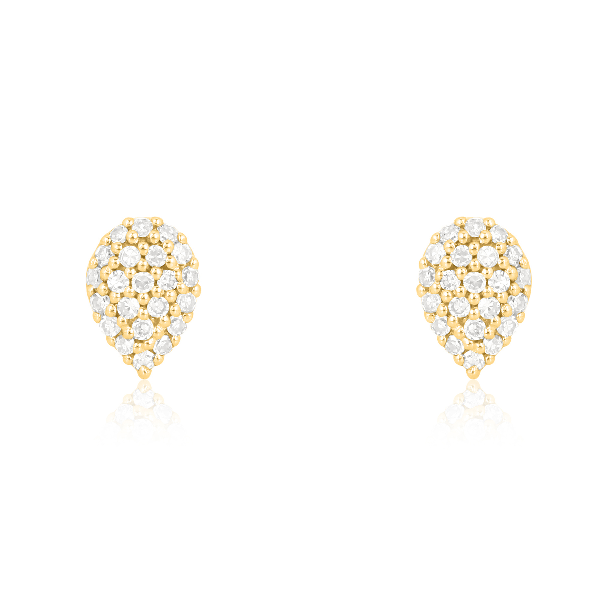 Yellow Gold Pave Diamond Pear Stud