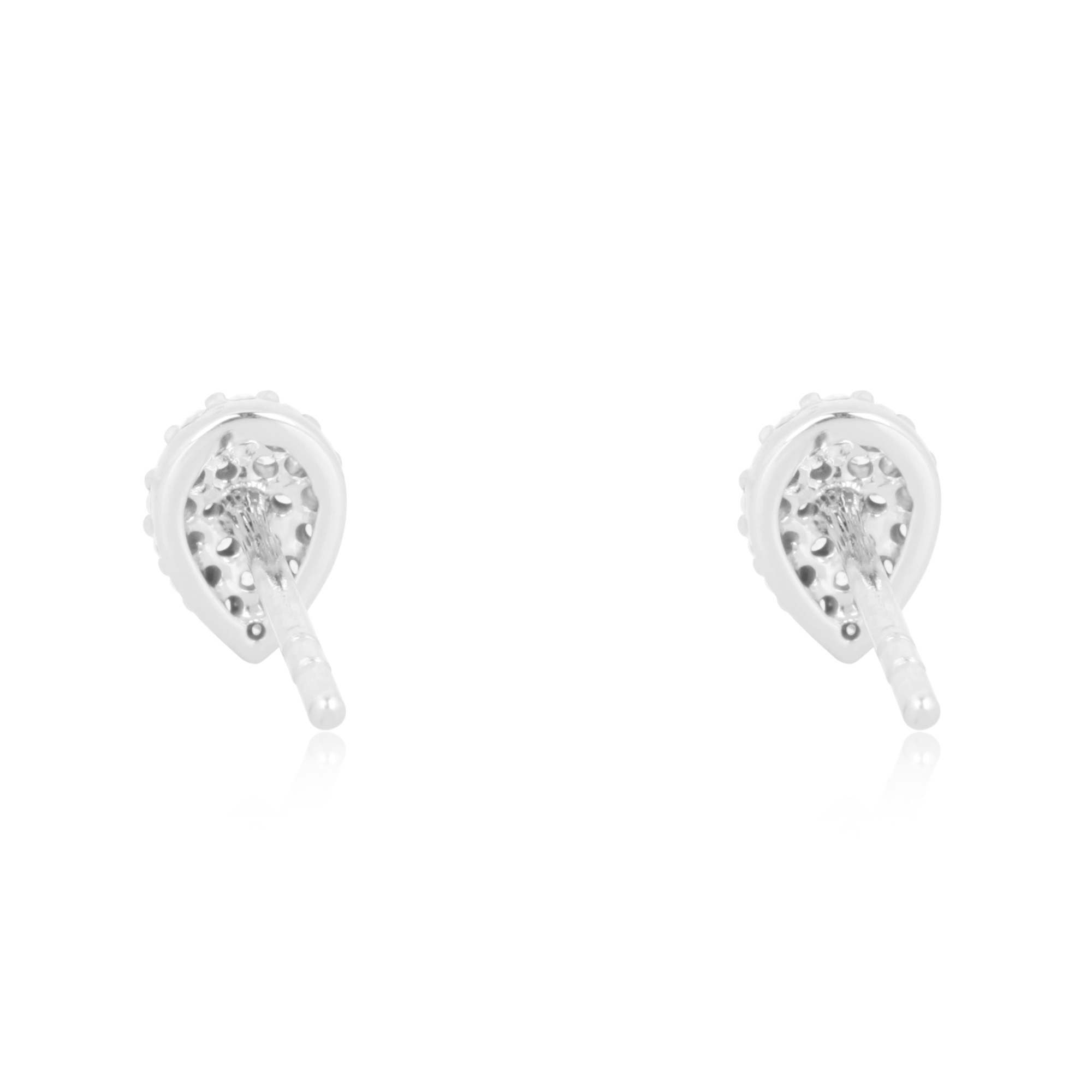 Sterling Silver Pave Diamond Pear Stud