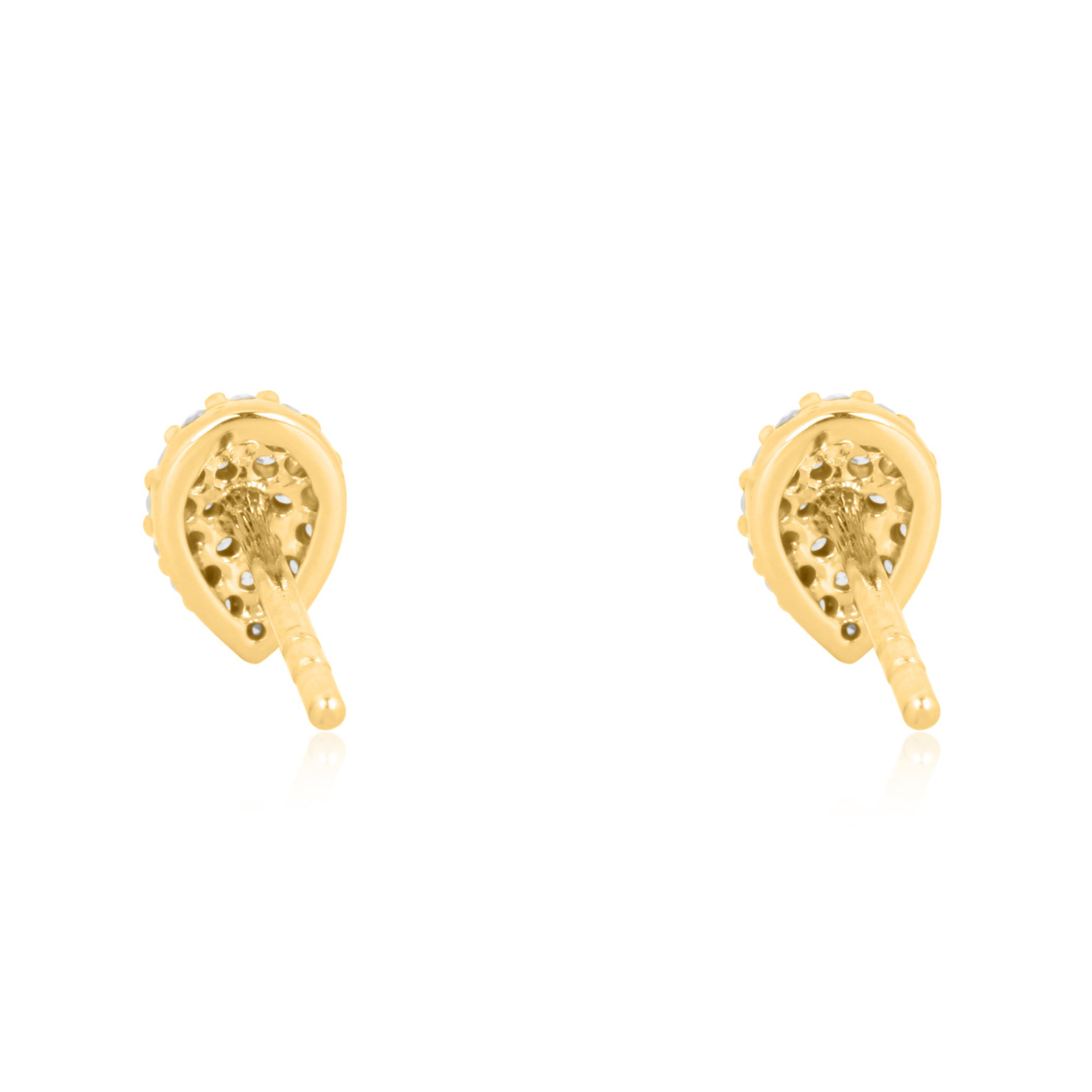 Yellow Gold Pave Diamond Pear Stud