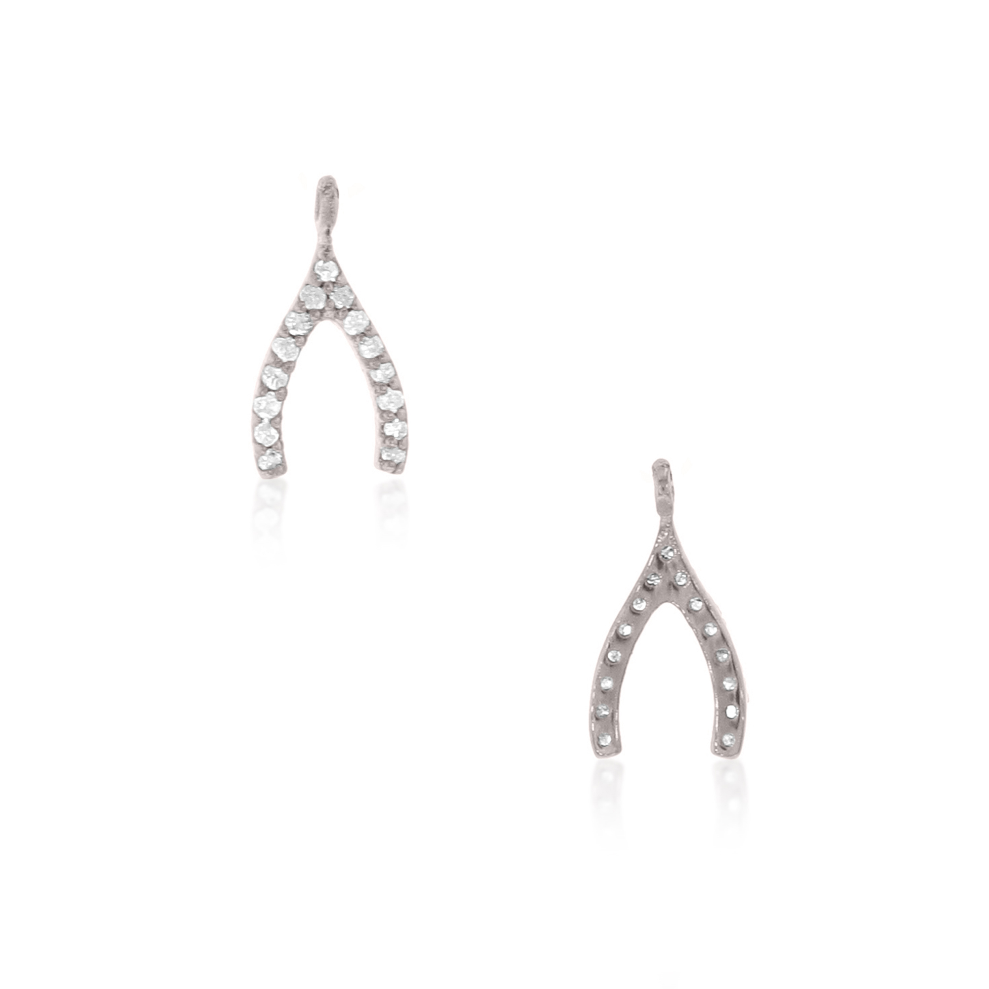 Sterling Silver Wish Bone Diamond Charm