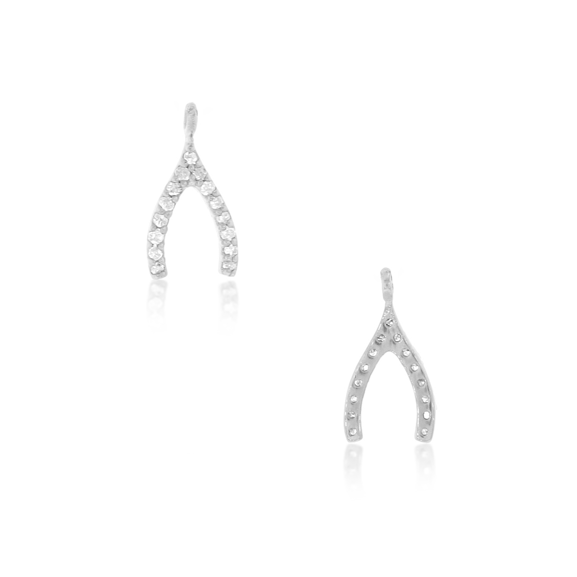 Sterling Silver Wish Bone Diamond Charm