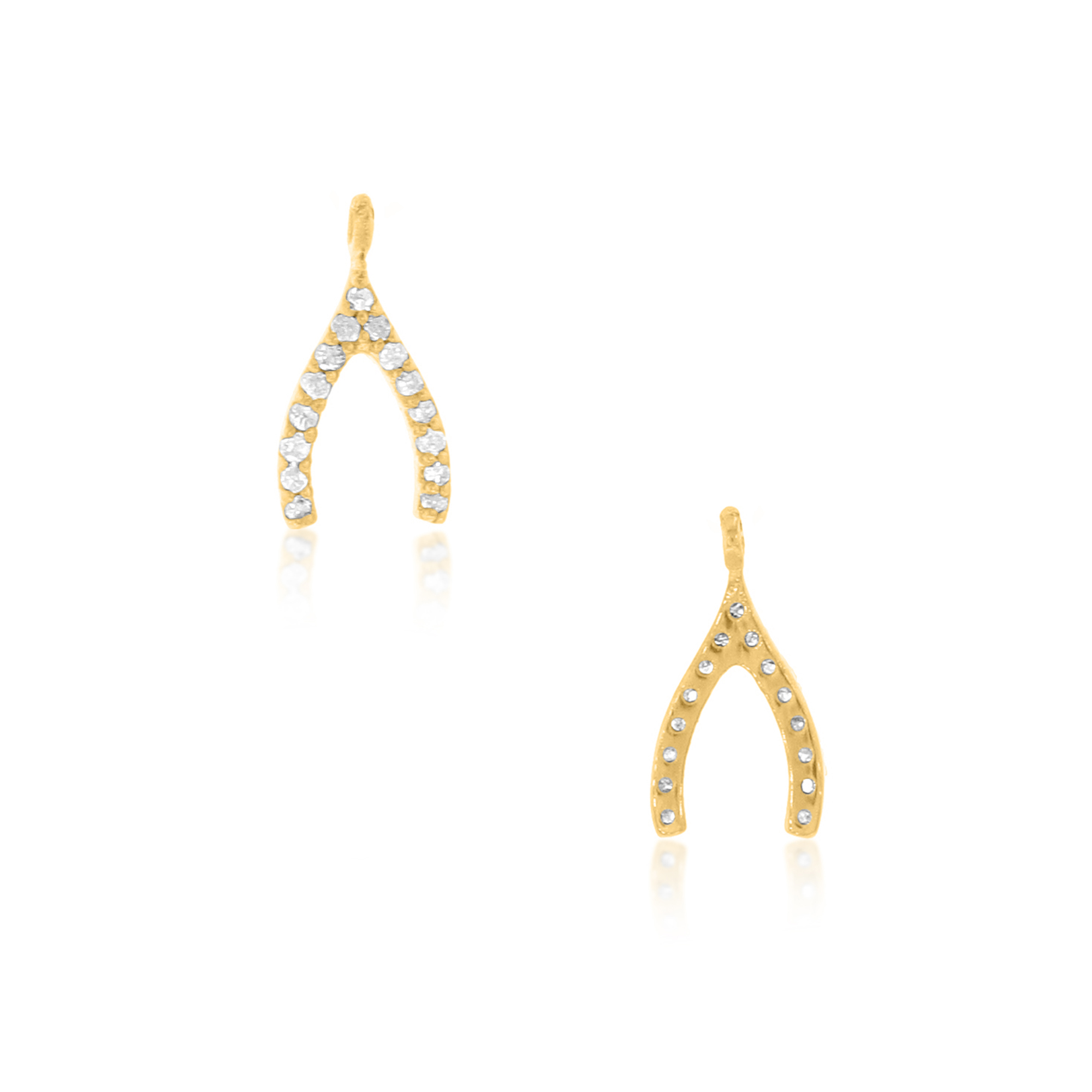 Yellow Gold Wish Bone Diamond Charm