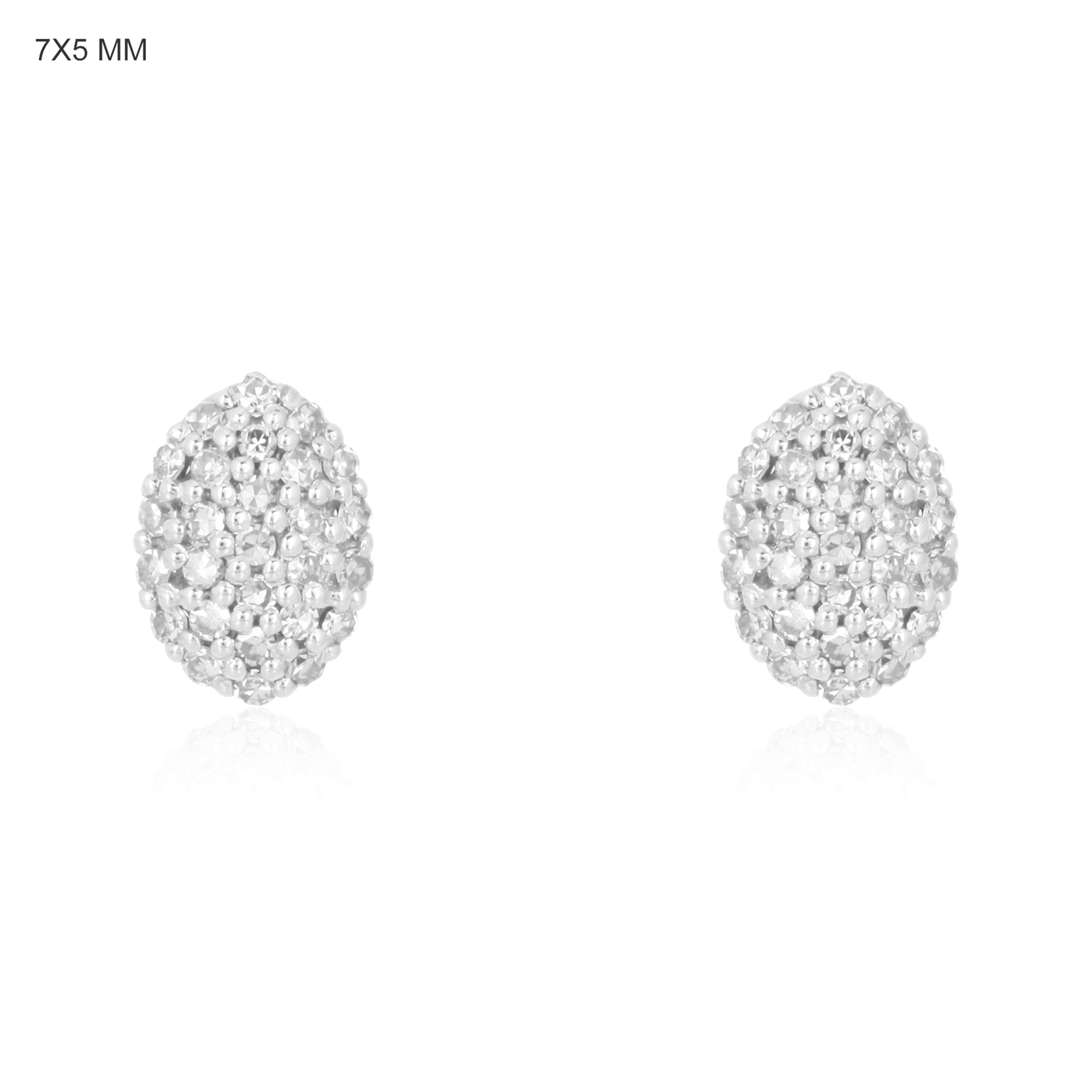 White Gold Pave Diamond Oval Studs