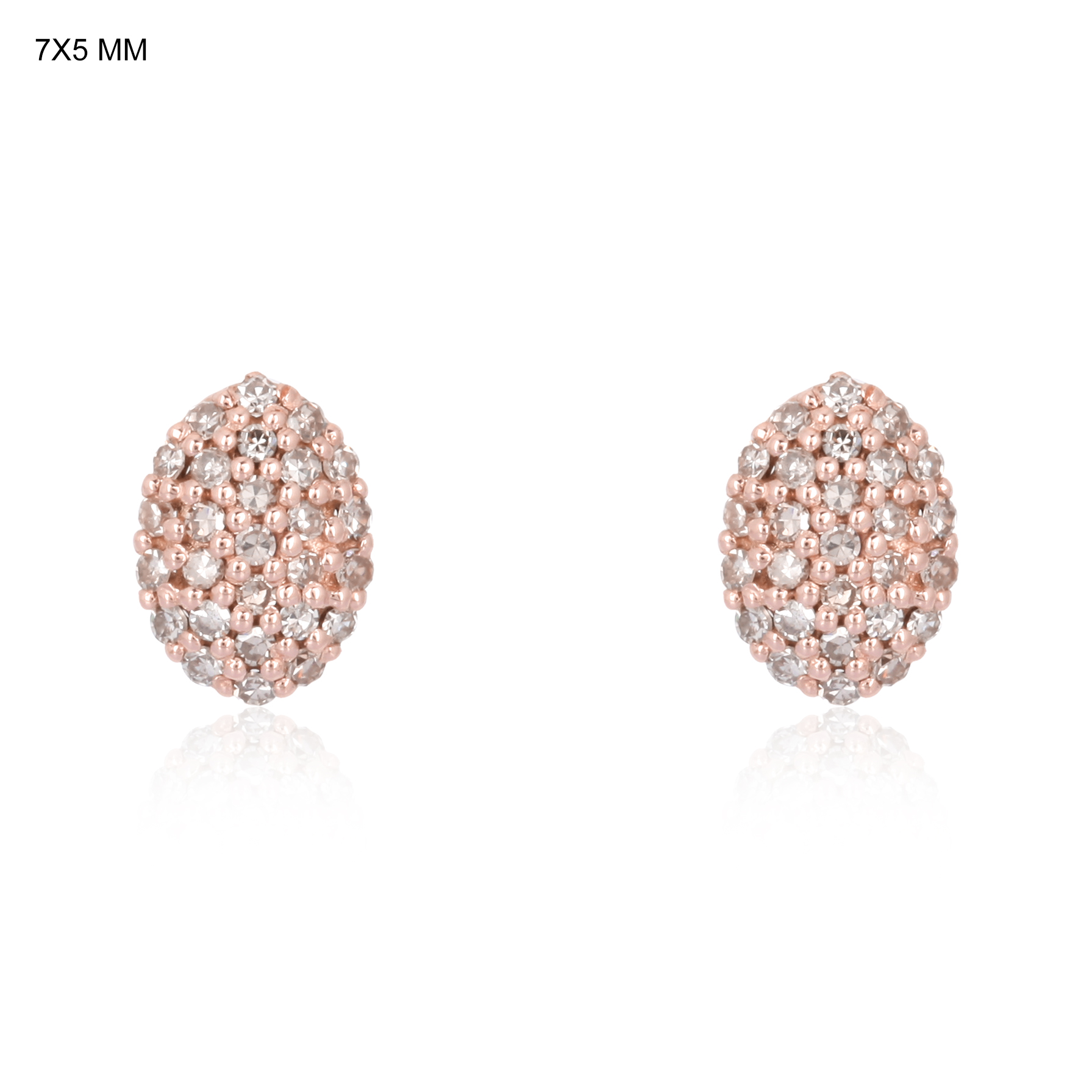 Sterling Silver Pave Diamond Oval Studs