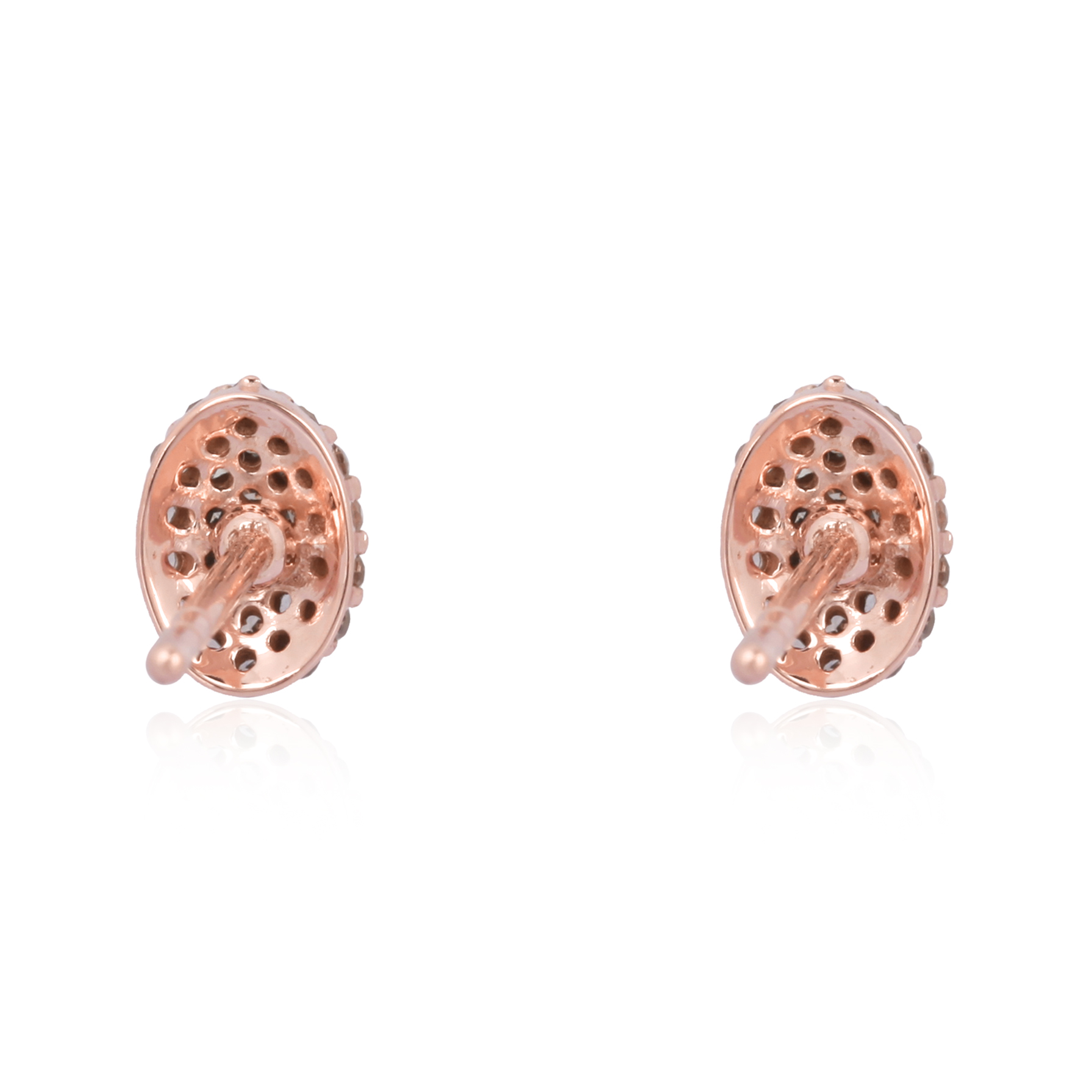 Sterling Silver Pave Diamond Oval Studs