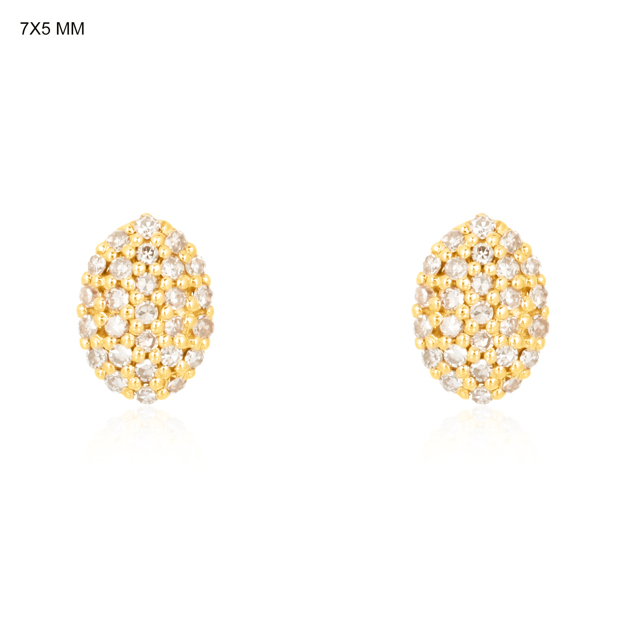 Yellow Gold Pave Diamond Oval Studs