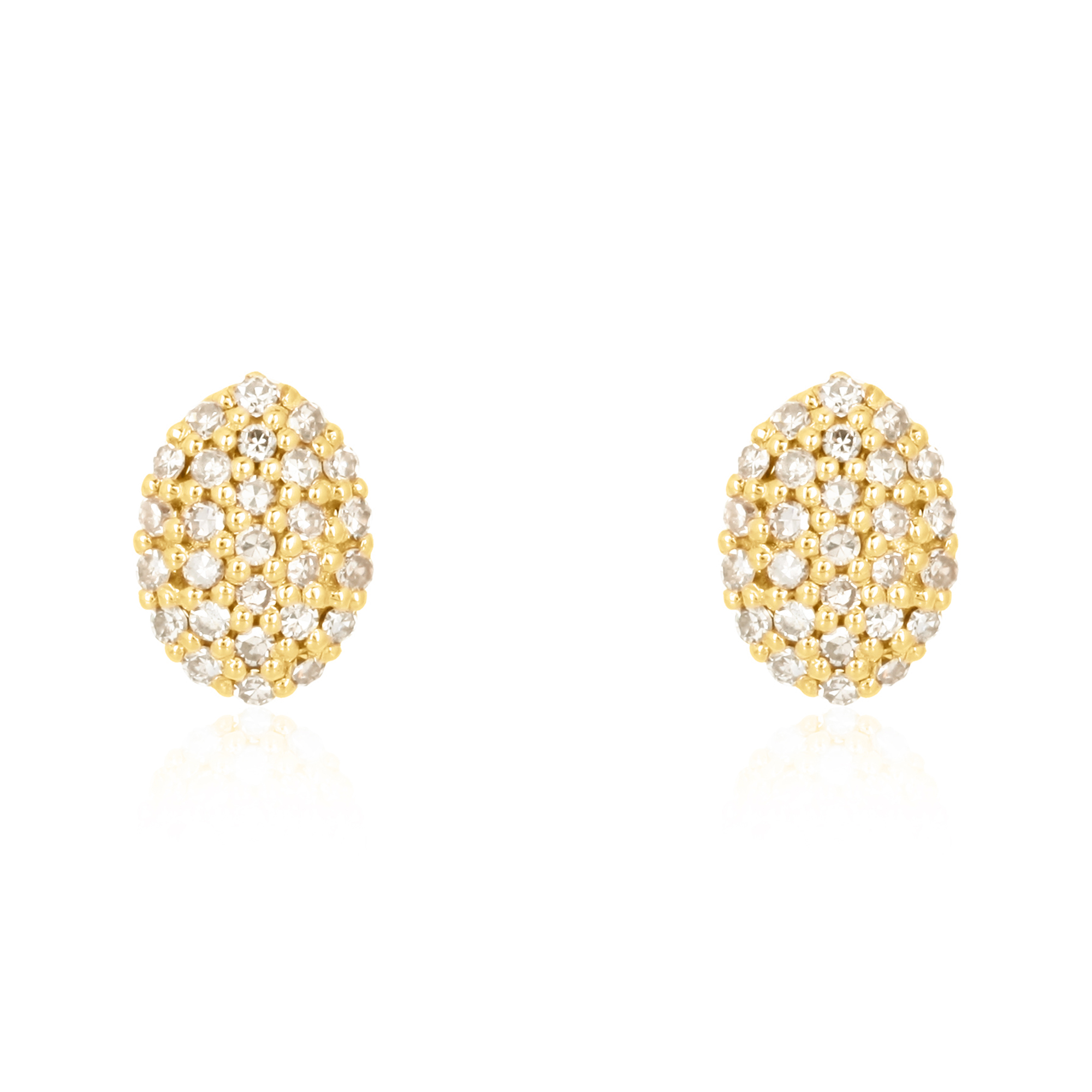 Sterling Silver Pave Diamond Oval Studs