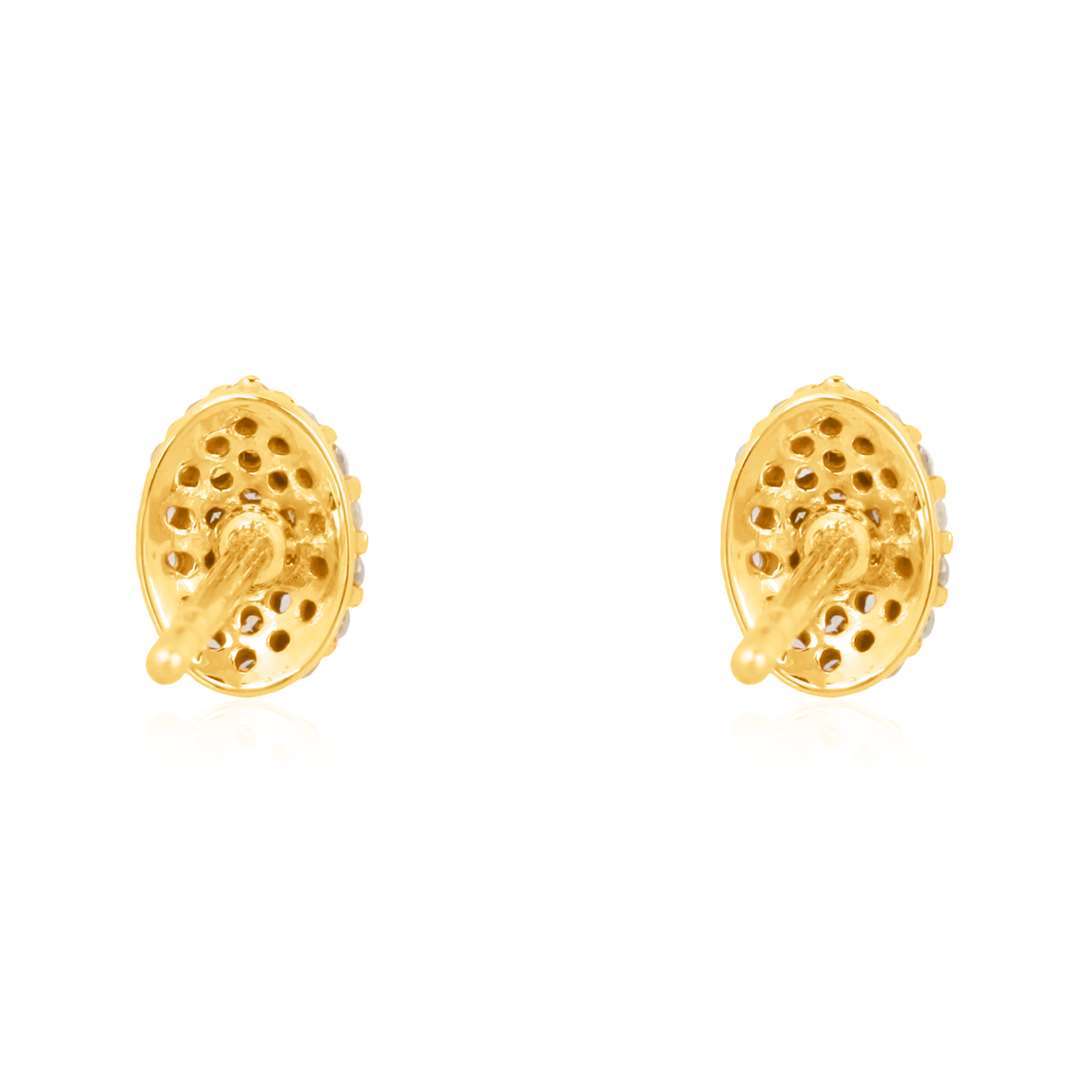 Yellow Gold Pave Diamond Oval Studs
