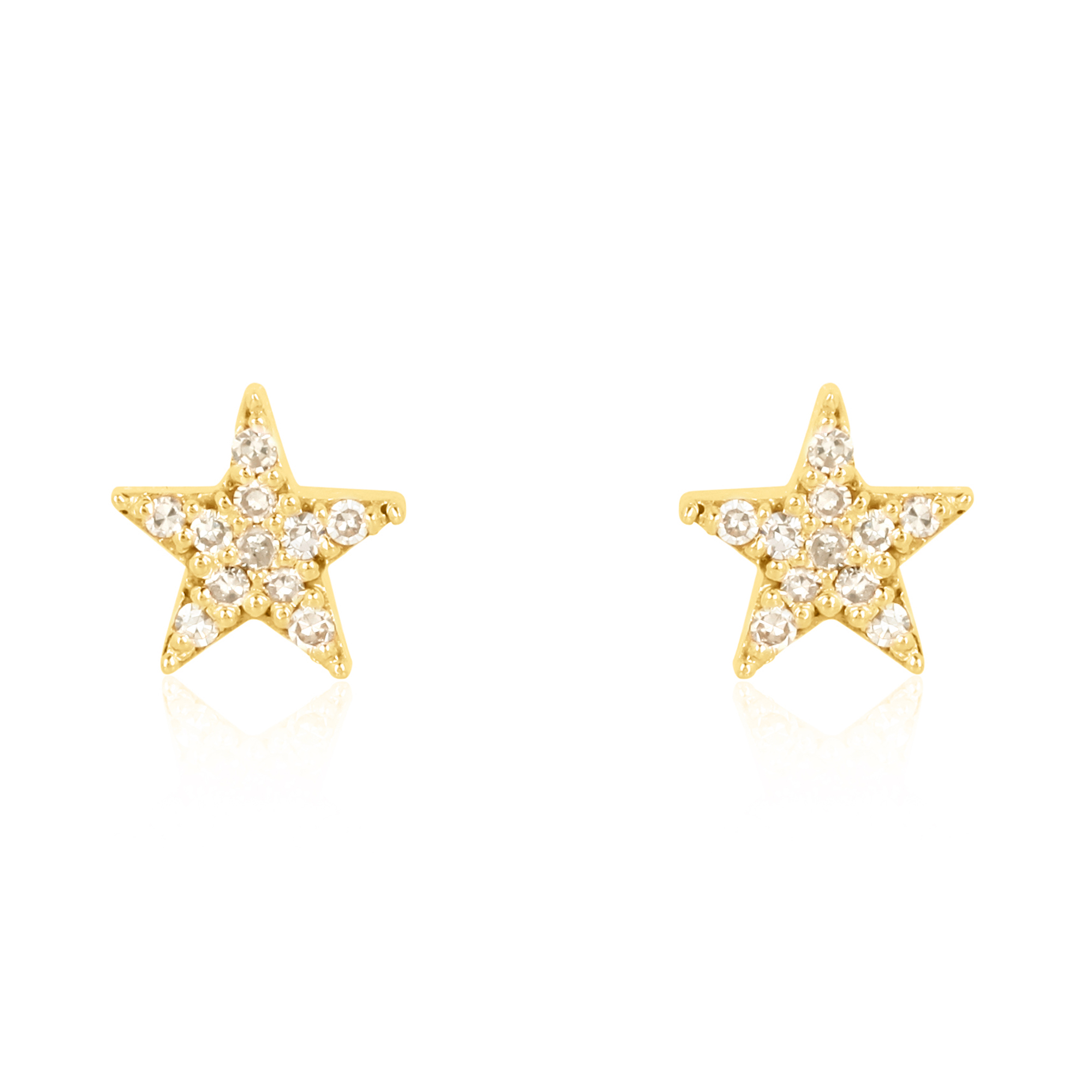 Yellow Gold Diamond Star Studs