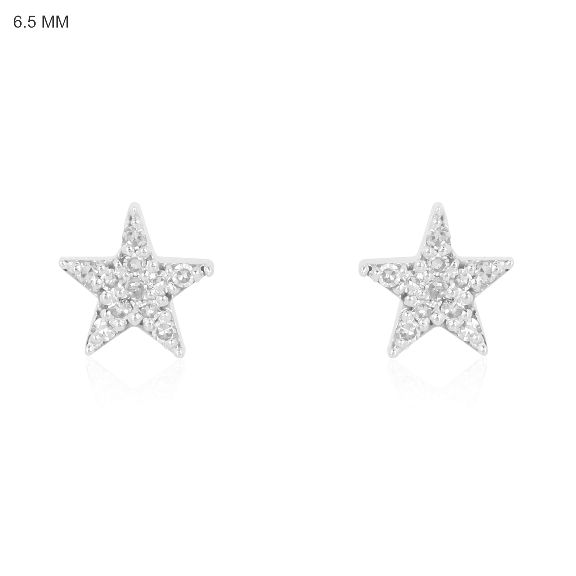 Sterling Silver Diamond Star Studs